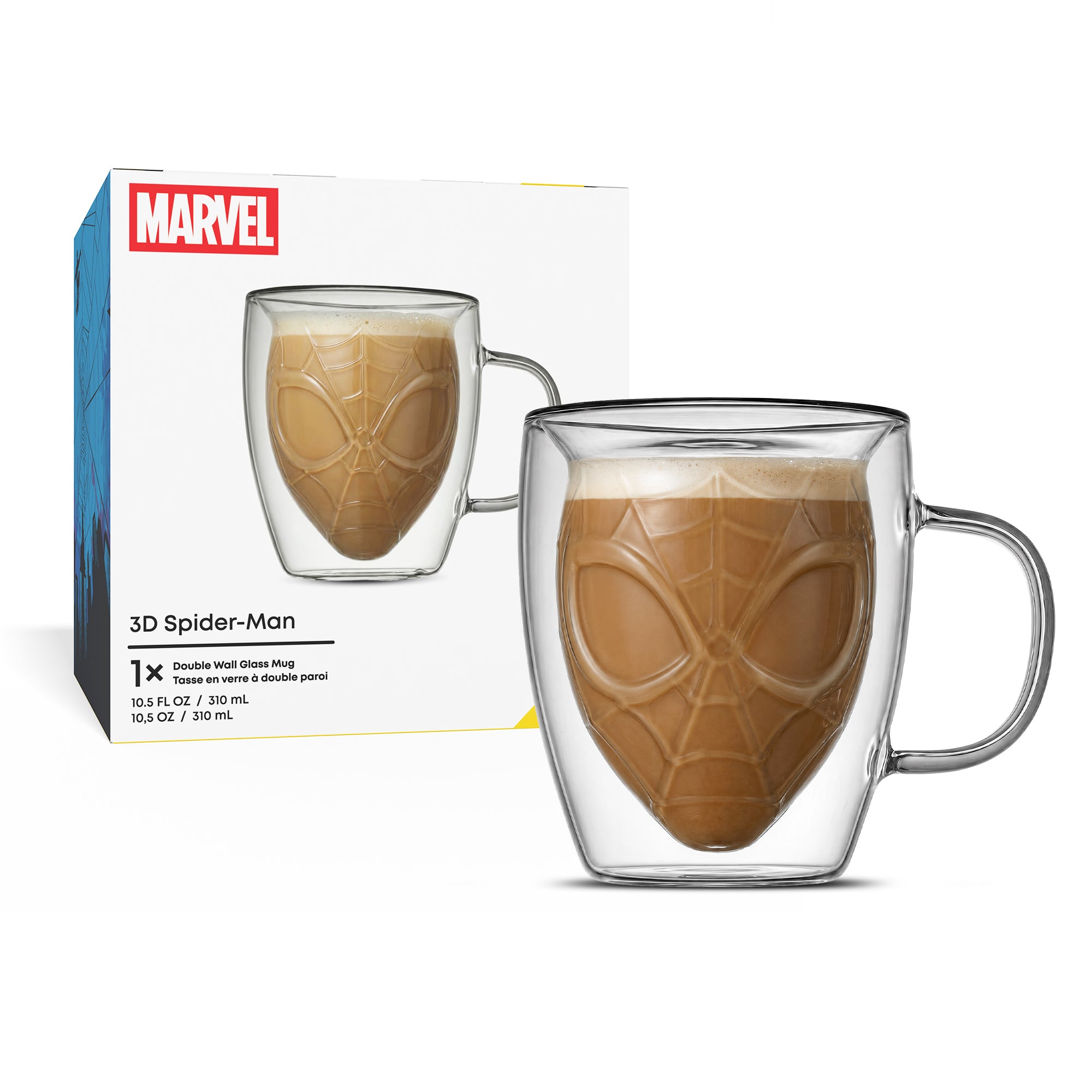 JoyJolt Marvel Spider-Man 3D mug verre double paroi 31 cl