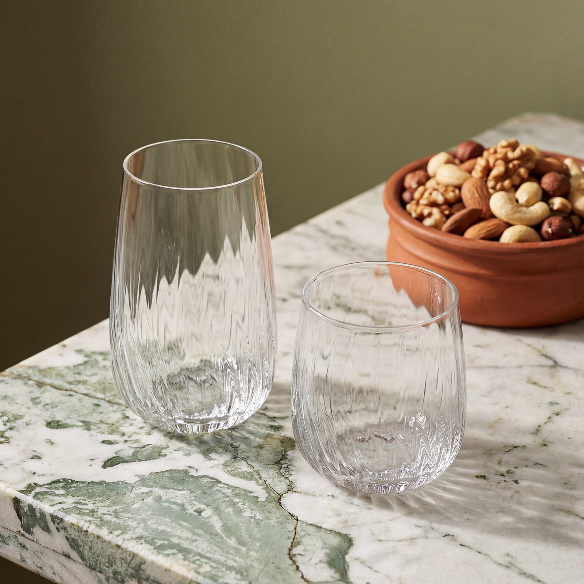 JoyJolt Flow Optic Swirl verres highball 4 x 56 cl striés