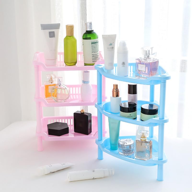 Alipis étagère rangement plastique rose 3 niveaux