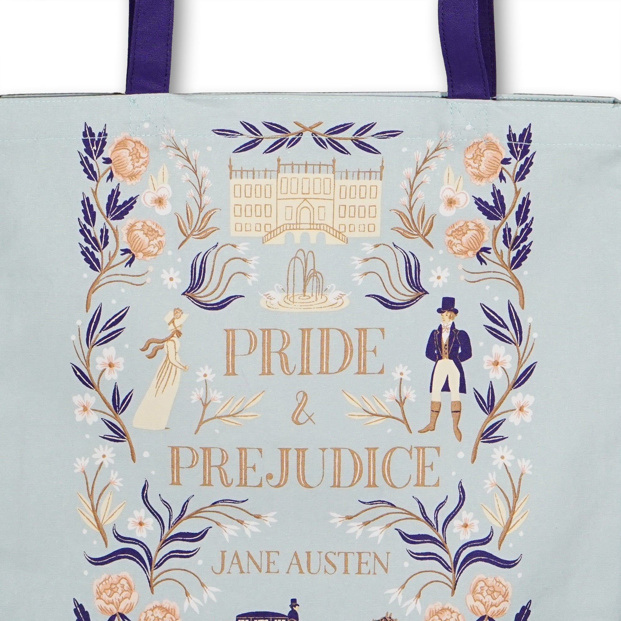 Jane Austen Pride & Prejudice sac cabas coton recyclé bleu