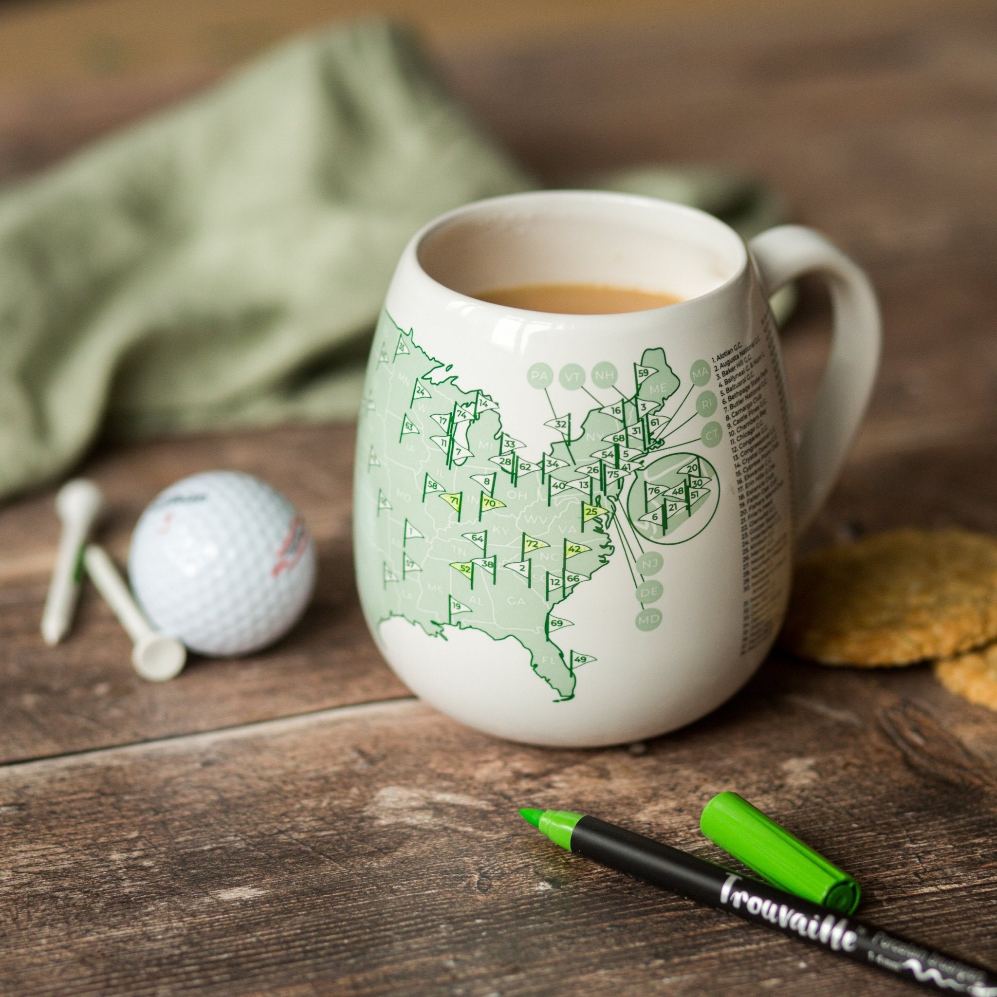 Trouvaille Global US Golf Courses mug à colorier 76 parcours