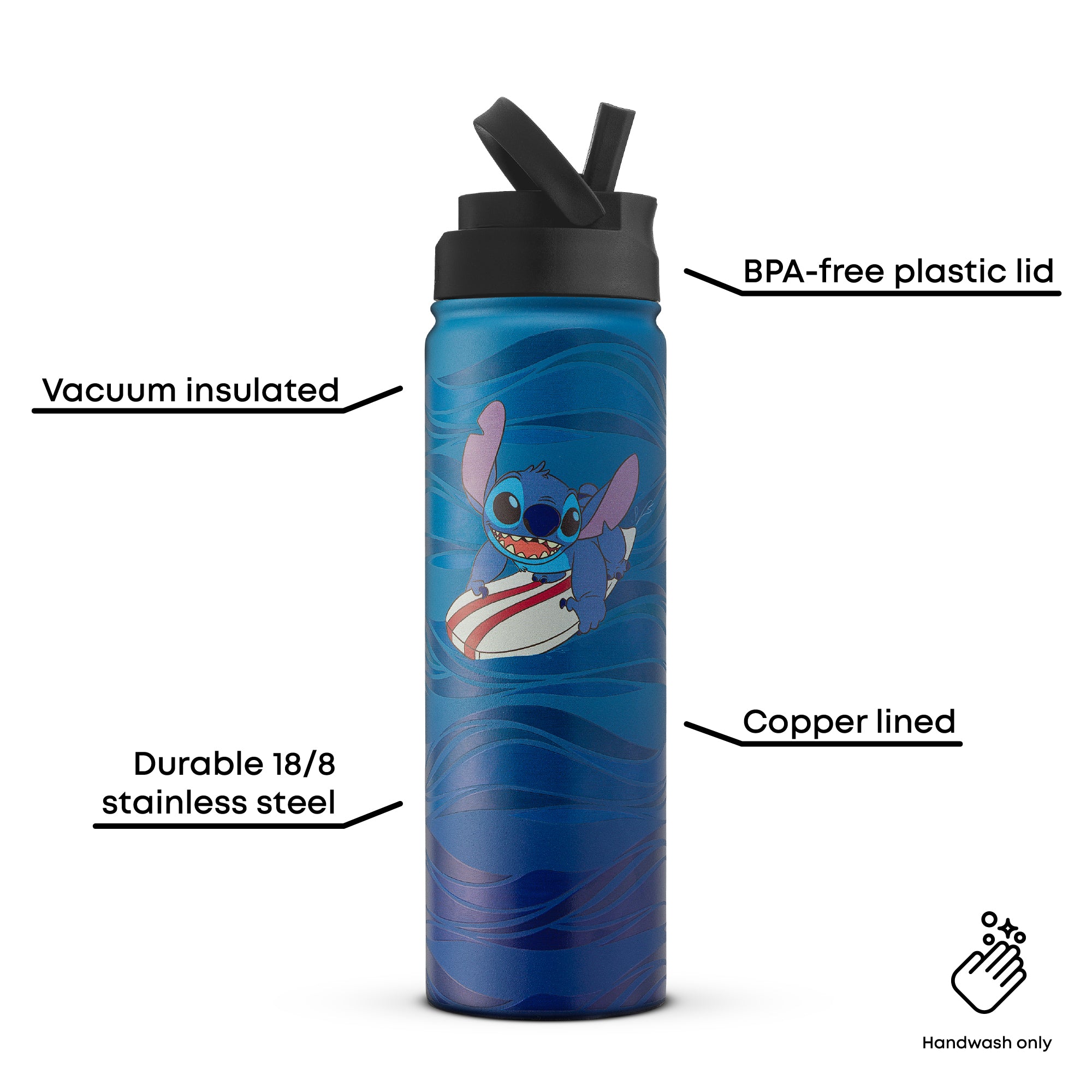 JoyJolt Stitch Surf's Up gourde inox 65 cl
