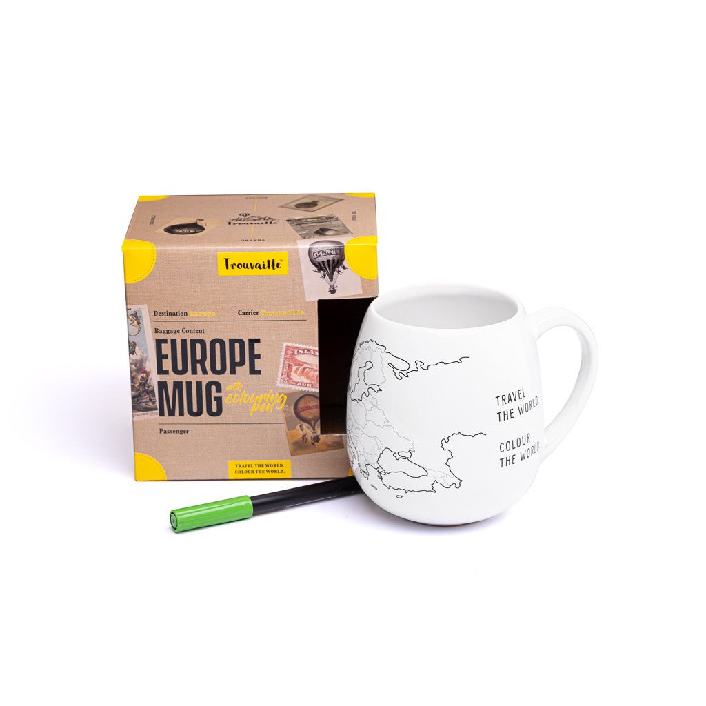 Trouvaille Global mug voyage Europe à colorier
