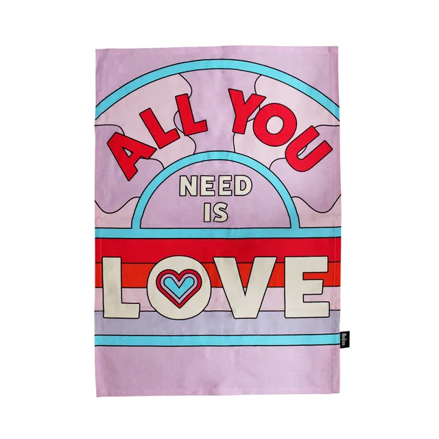 The Beatles All You Need Is torchon coton recyclé violet