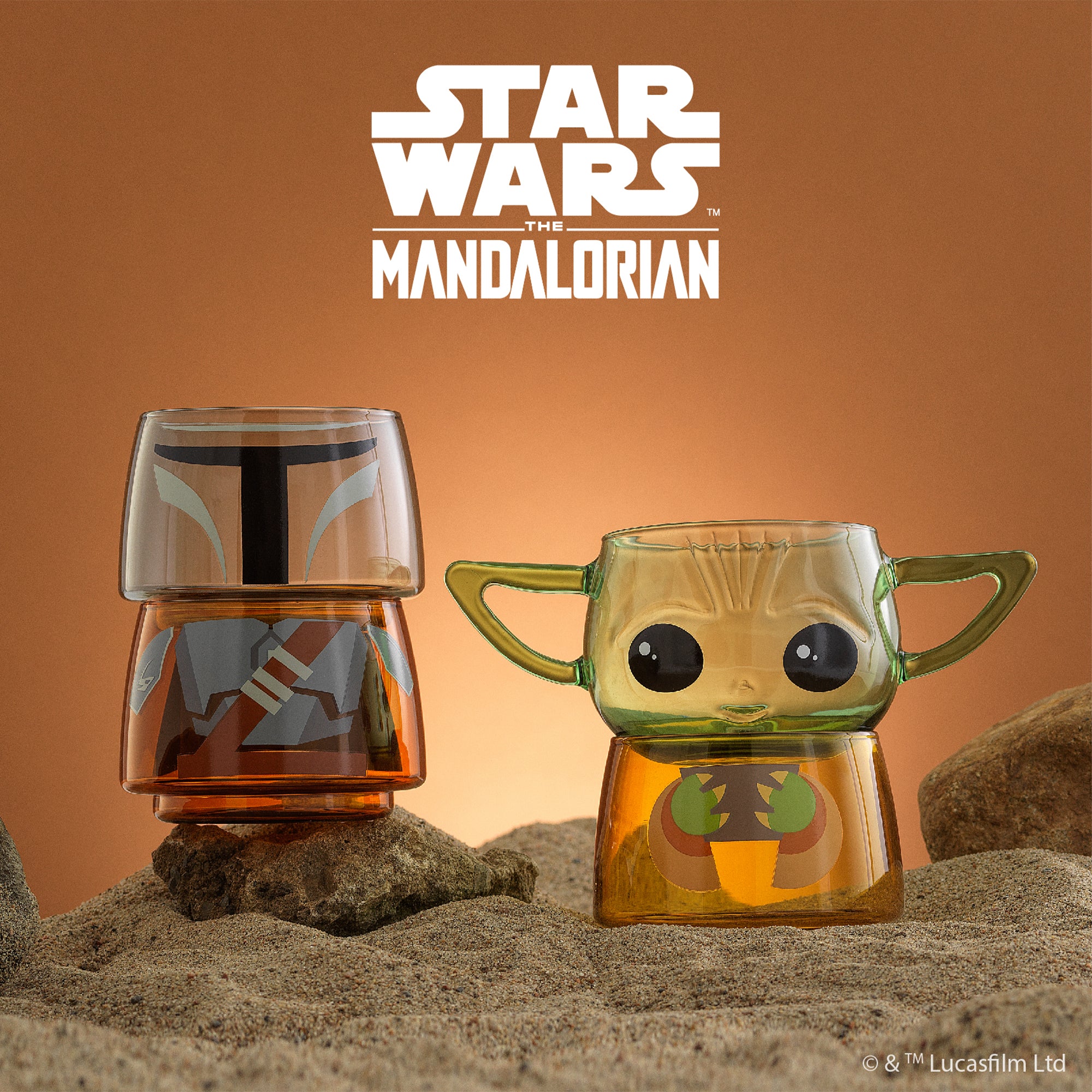 JoyJolt Star Wars Stackable Grogu verres lot de 2 28 cl