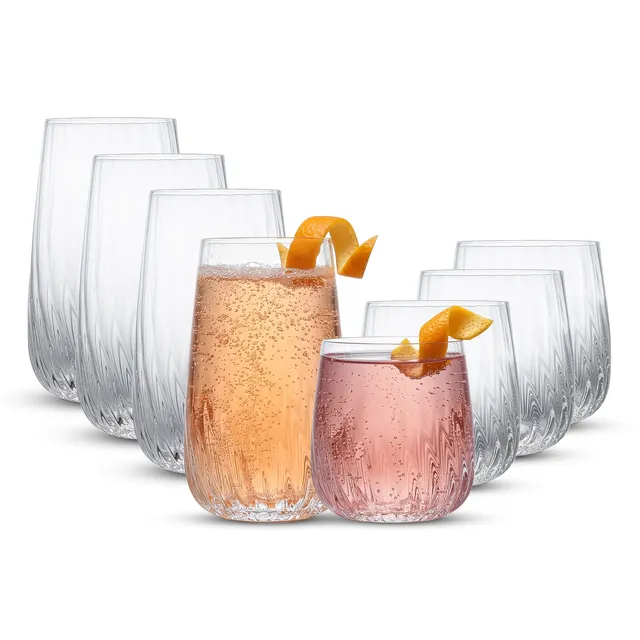 JoyJolt Flow verres 8 pièces 38 et 56 cl striés