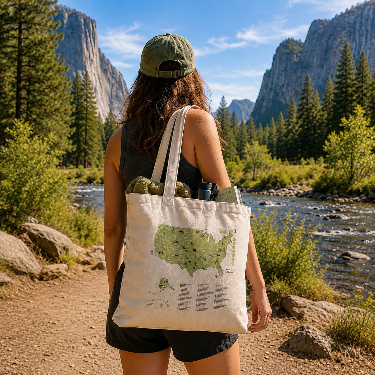 Trouvaille Global US National Parks tote bag à colorier
