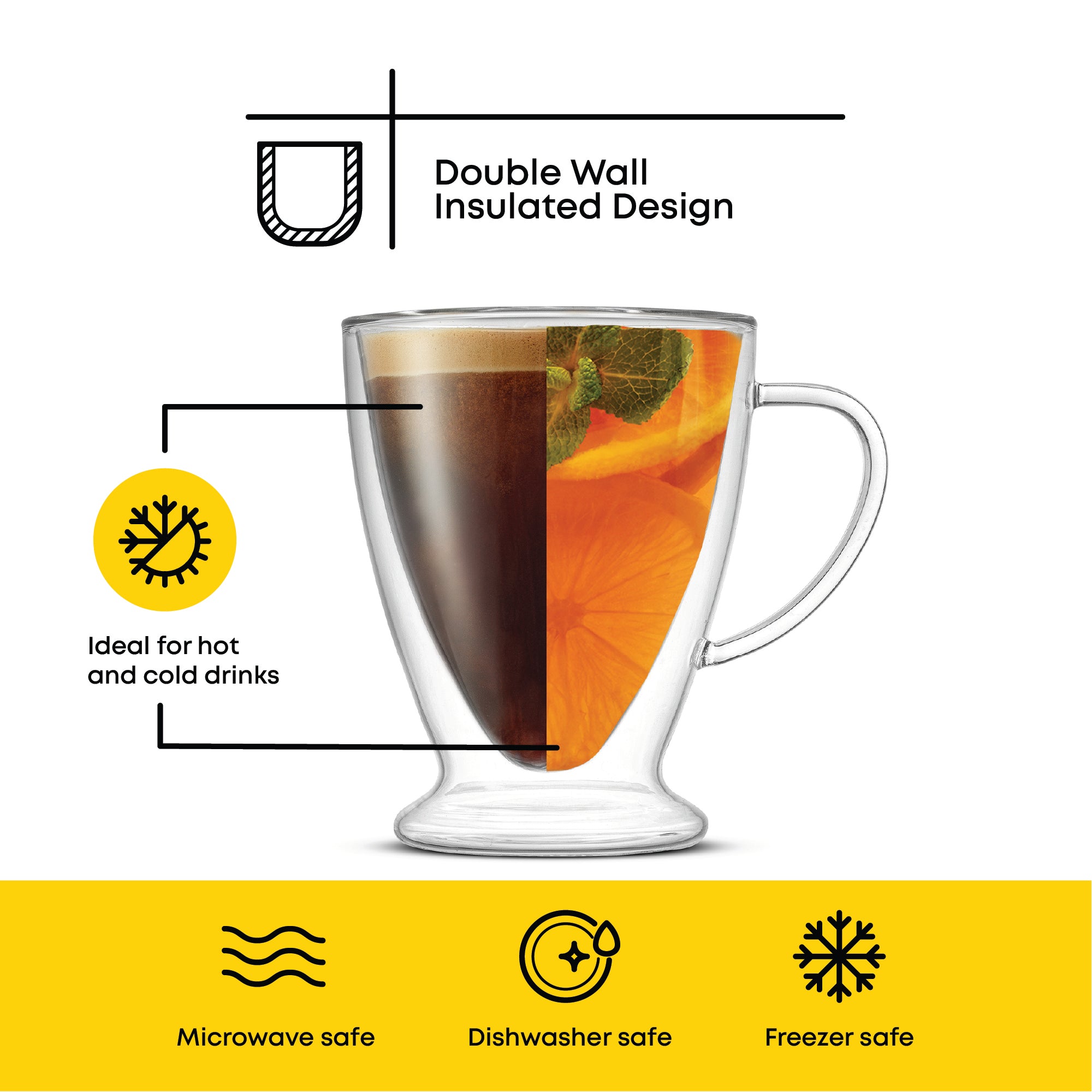 JoyJolt Declan verre café double paroi 30 cl lot de 2