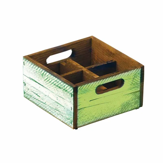 Artis boîte en bois verte 17 cm 4 compartiments