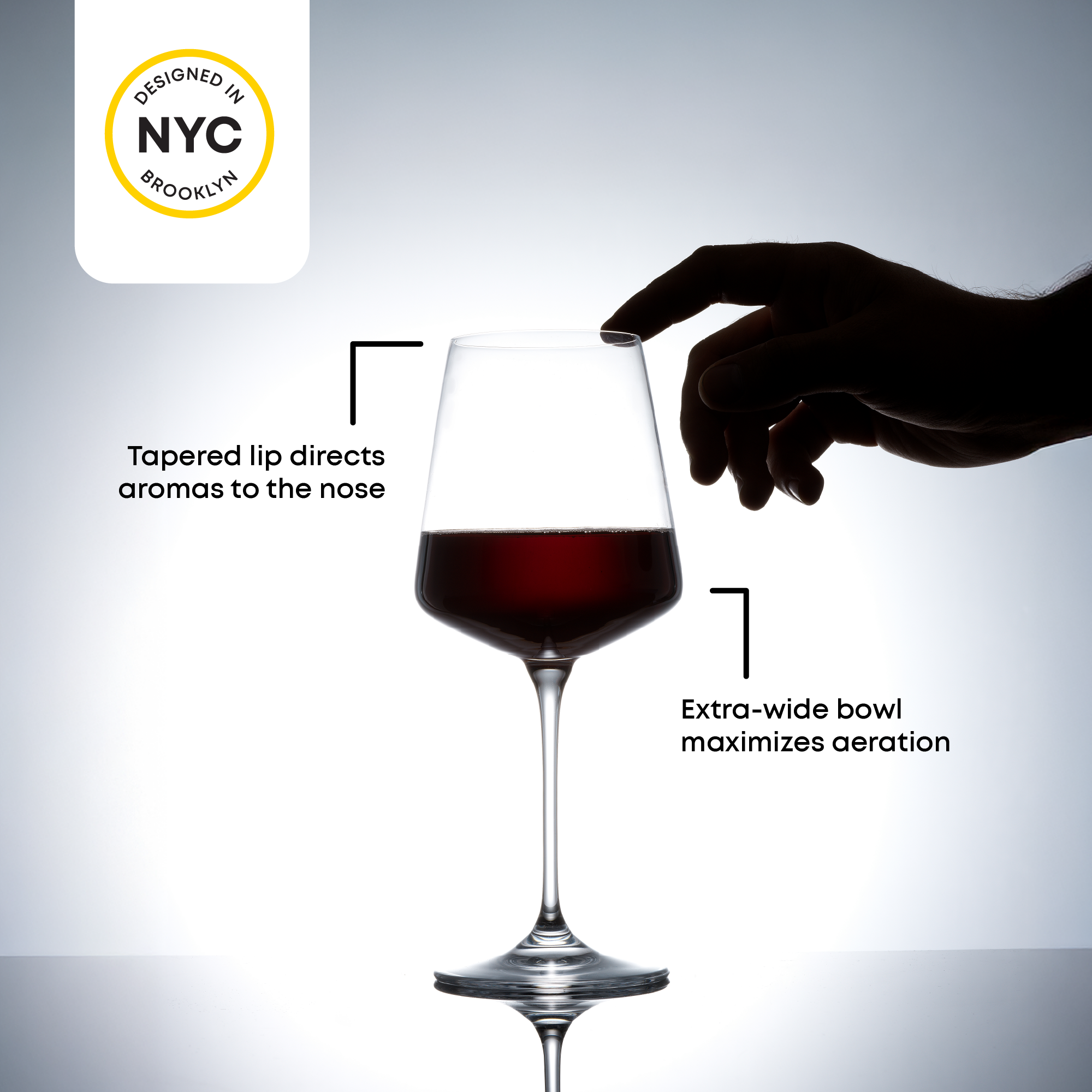 JoyJolt Sidney Burgundy verres à vin rouge lot de 4 cristal