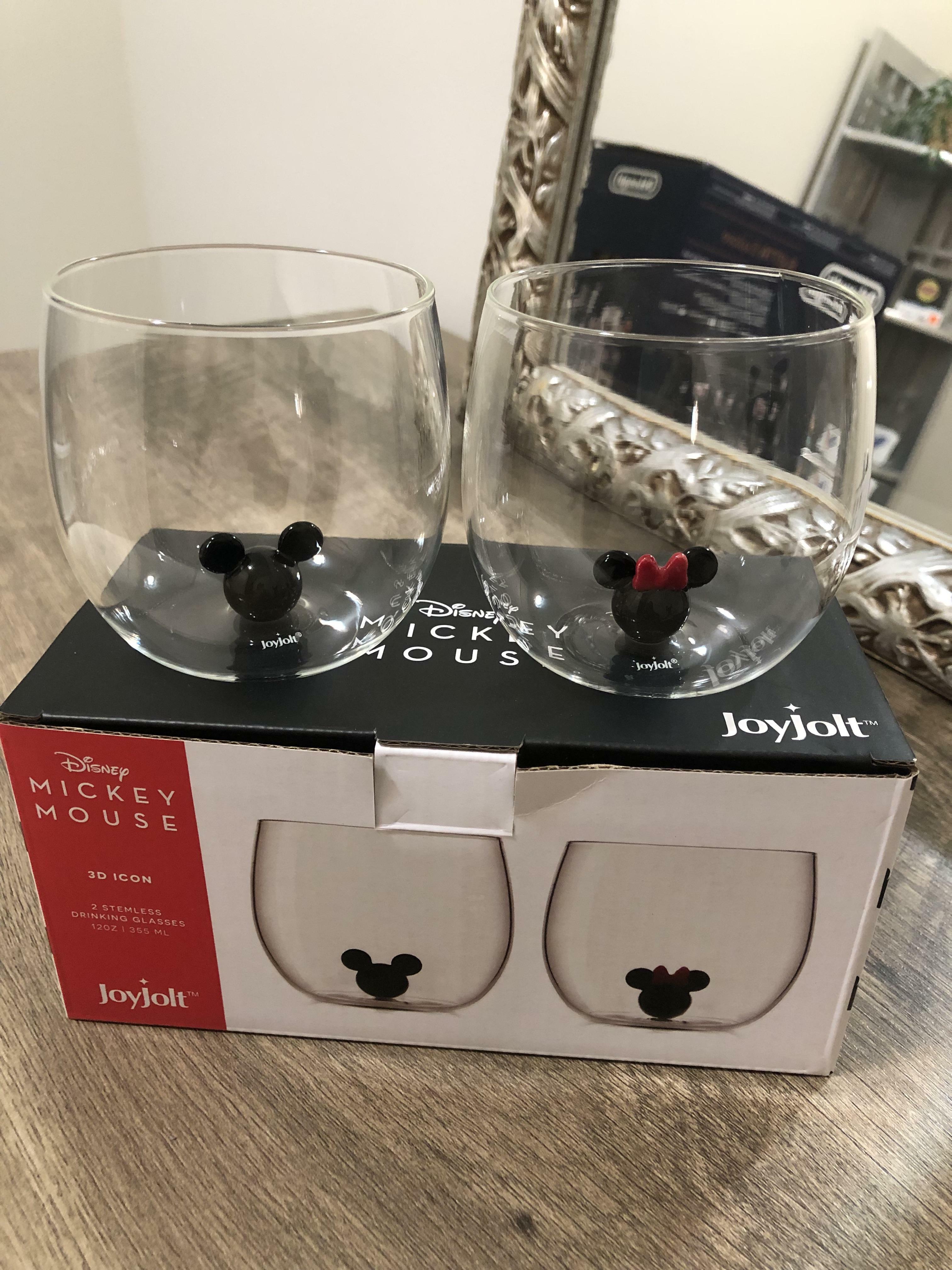JoyJolt Mickey Minnie verres lot de 2 39 cl 3D blanc