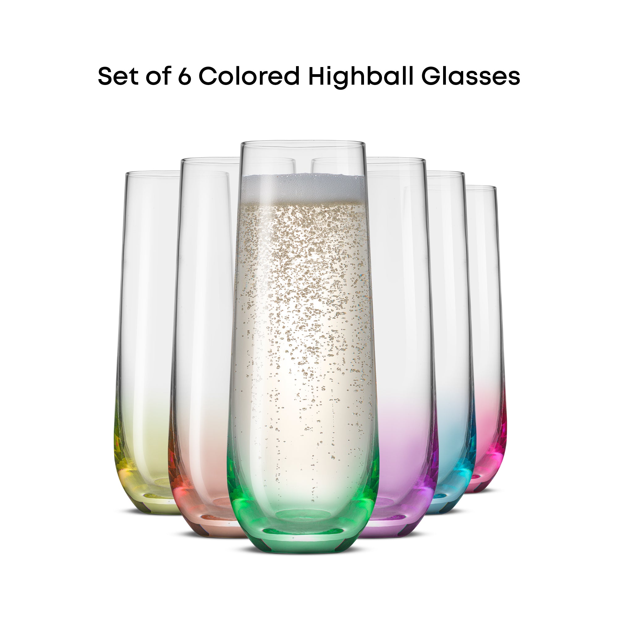 JoyJolt Hue Flûtes Champagne sans Pied 28 cl Lot 6