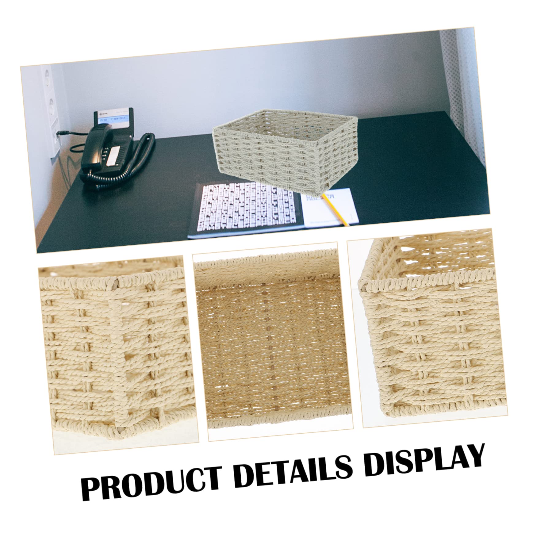 Alipis Panier Rangement Tressé Beige Corde 22cm