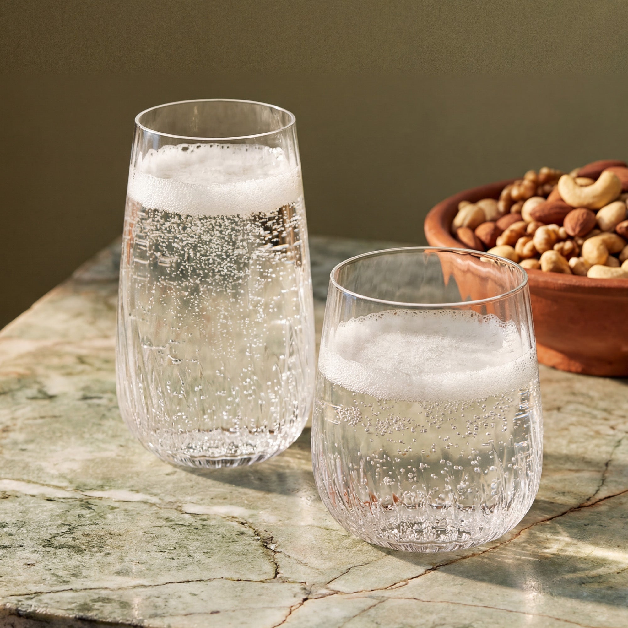 JoyJolt Flow verres 8 pièces 38 et 56 cl striés