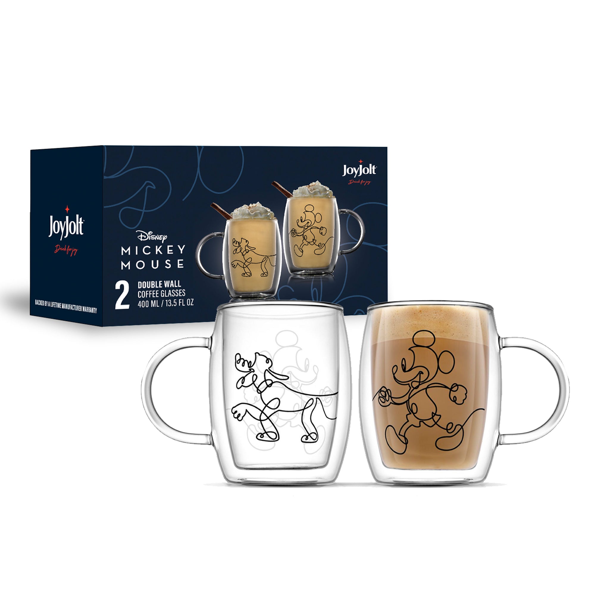 JoyJolt Aroma mugs verre Mickey Pluto 40 cl lot 2