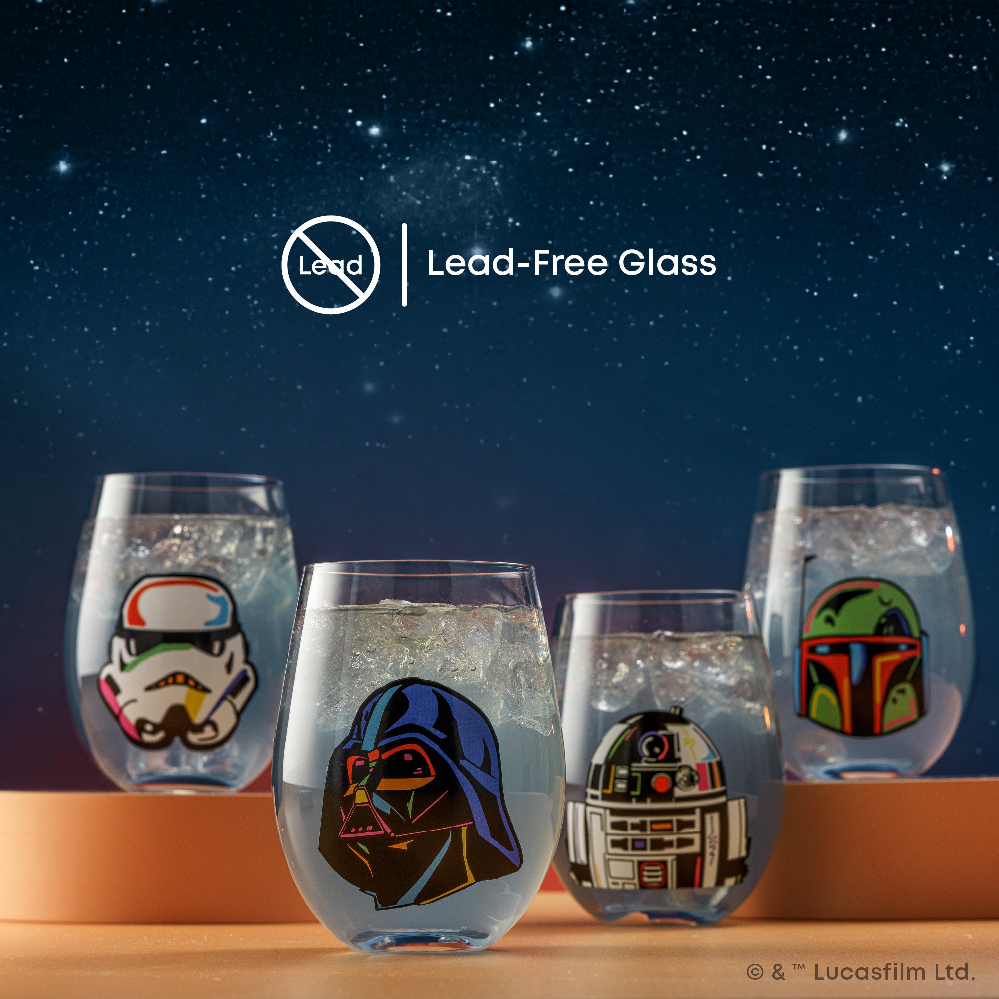 JoyJolt Star Wars Cosmic Color verre sans pied lot 4 56 cl