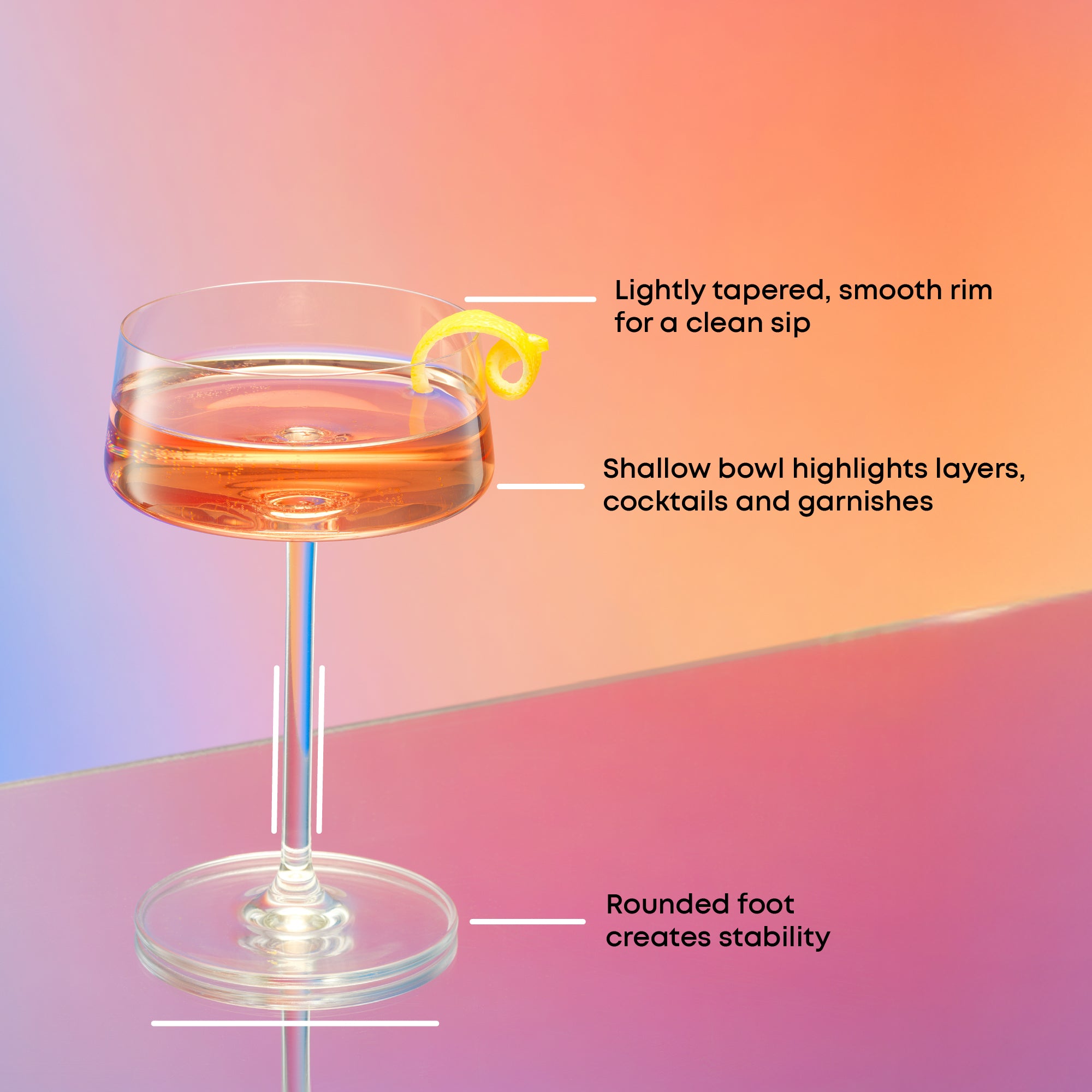 JoyJolt Aura verres coupe cocktail 28 cl lot 4