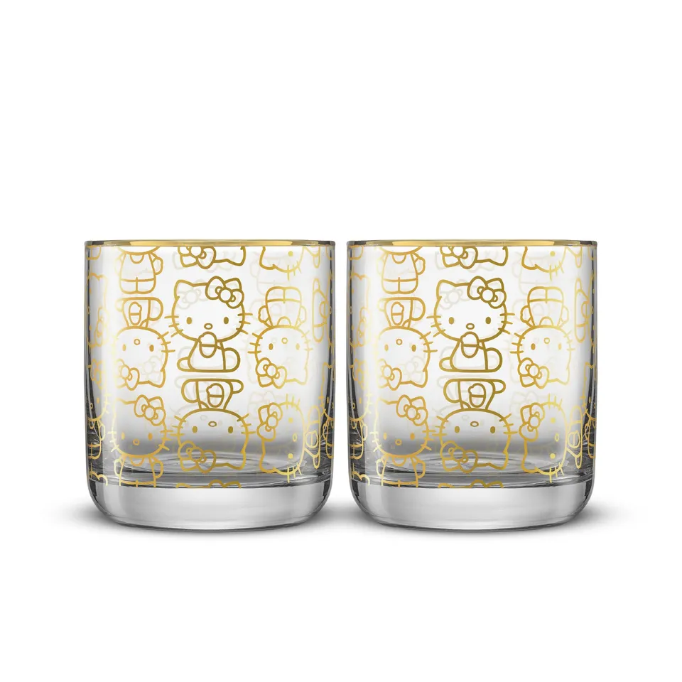 JoyJolt Hello Kitty Charmed verres courts 30 cl lot 2 doré