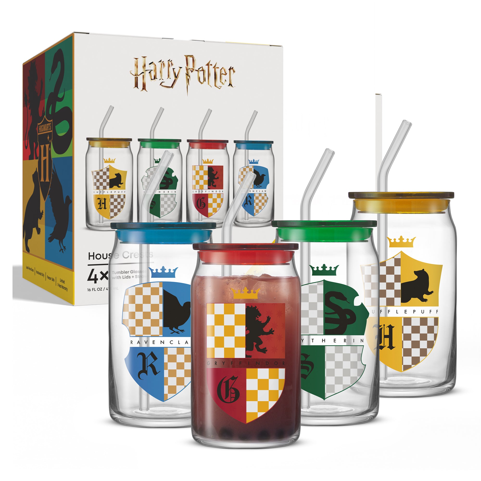 JoyJolt Harry Potter Blasons lot 4 tumblers verre 47 cl