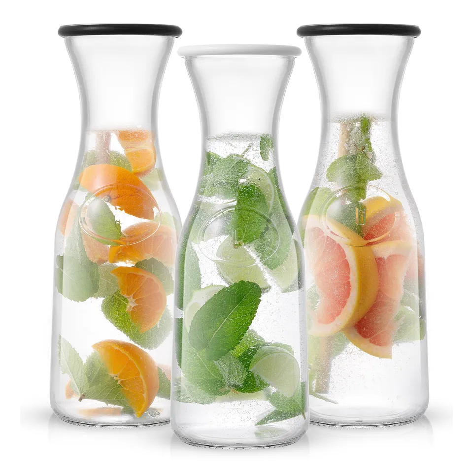JoyJolt Hali carafes verre 106 cl lot 3 avec couvercles