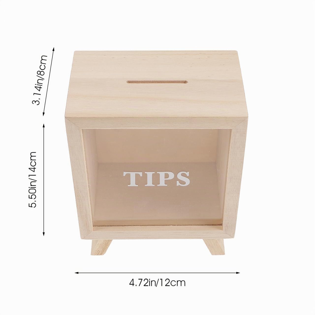 Alipis Tirelire Bois Transparente Enfant 14 cm Cadeau