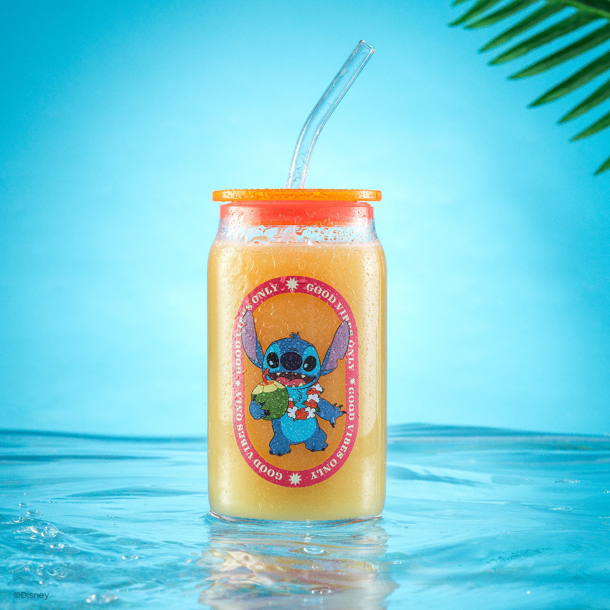 JoyJolt Stitch Island Vibes gobelets avec pailles 4x47 cl