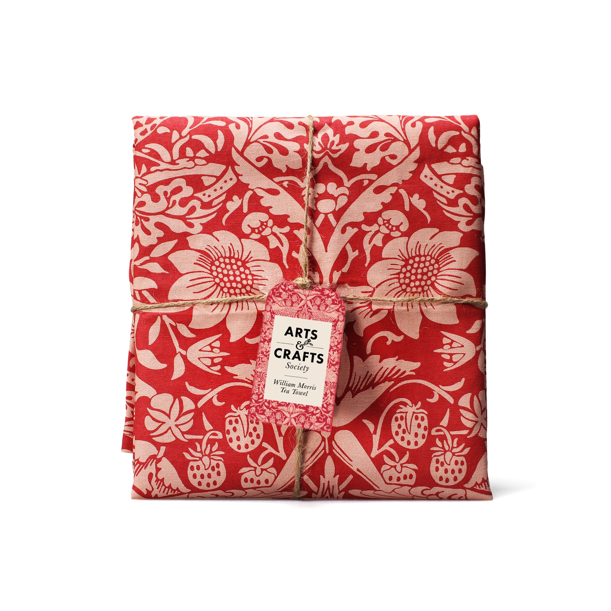Arts & Crafts William Morris Strawberry Thief torchon coton framboise