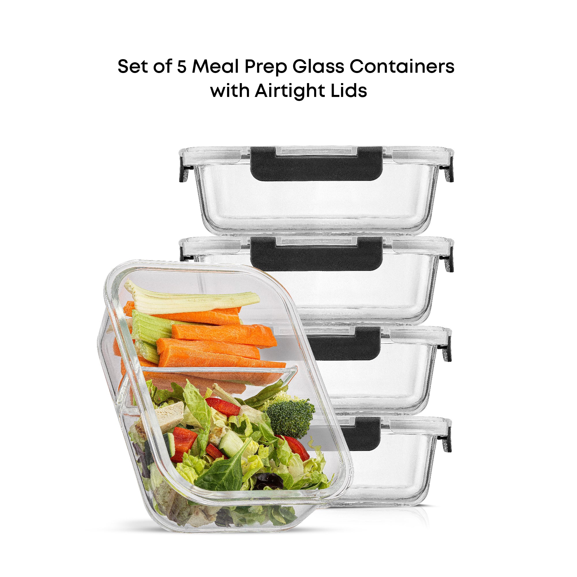 JoyJolt 2-Sectional boite verre repas lot 5 verre 90 cl 2 compartiments