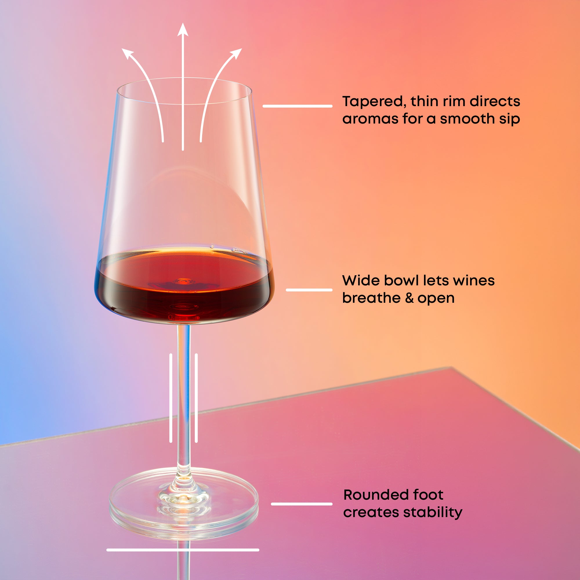 JoyJolt Aura verres à vin rouge lot de 4 cristal