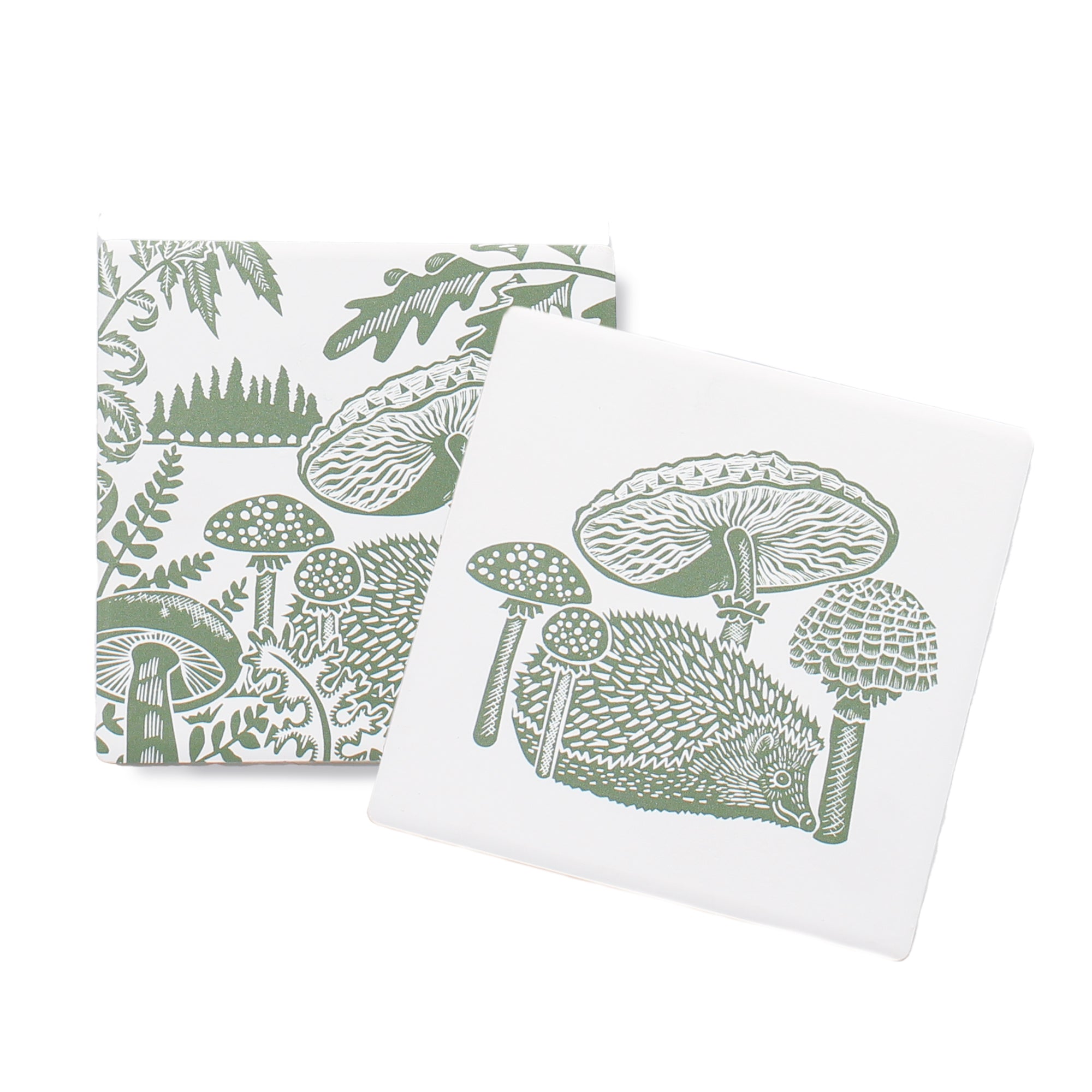 Kate Heiss Woodland Green sous-verres céramique lot 2 vert