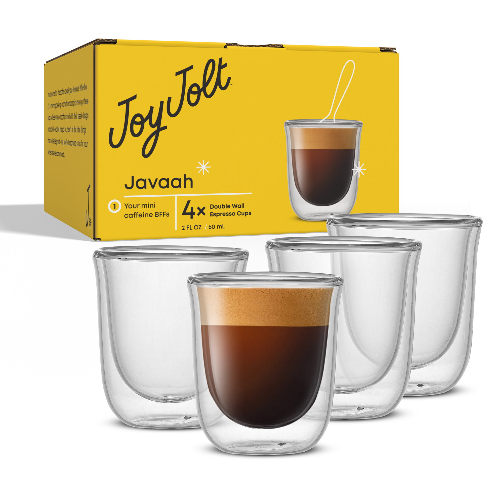 JoyJolt Javaah tasses espresso verre double paroi 2x6 cl