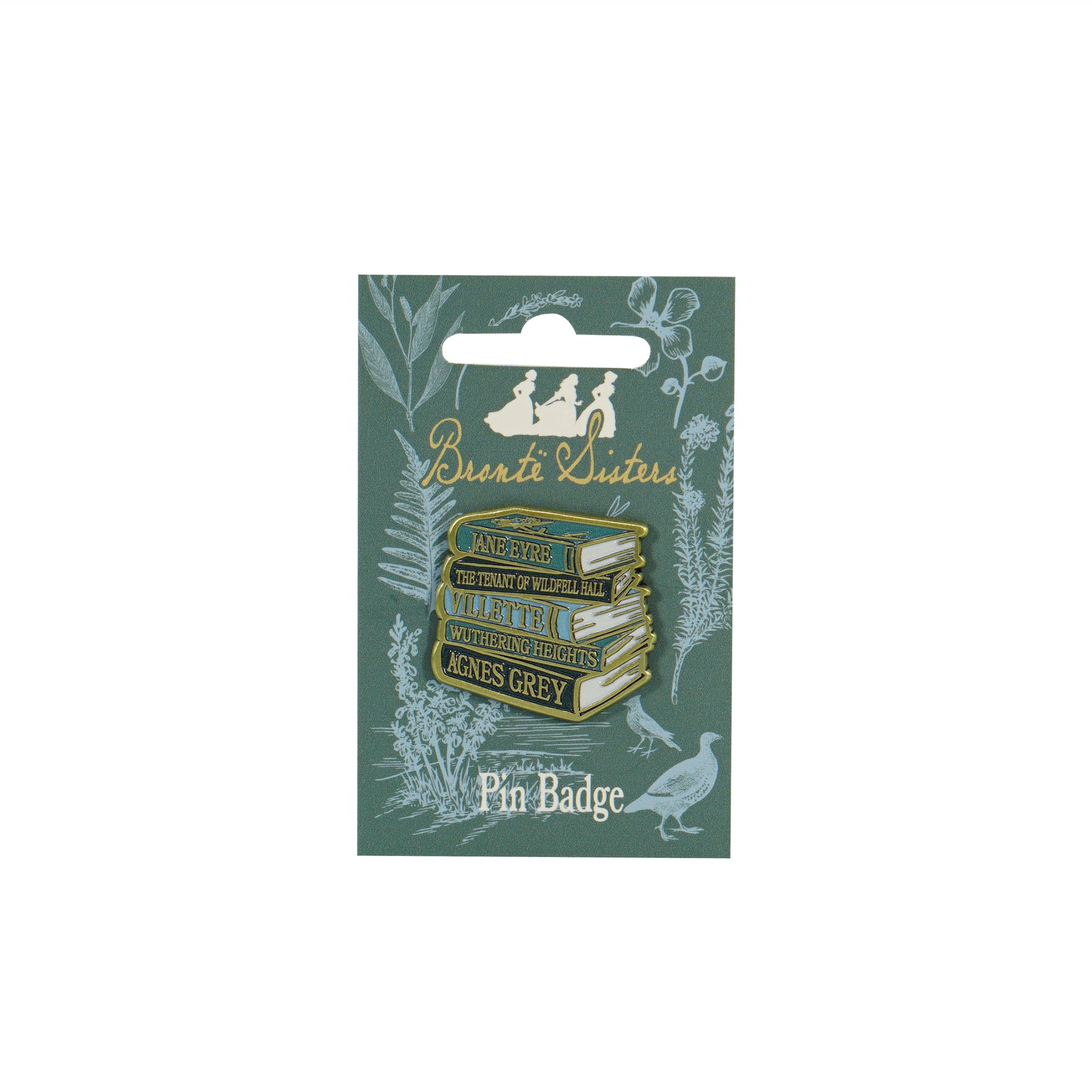 HMB Bronte Sisters Book Stack pin's émail vert 3 cm