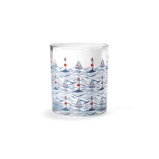 Coastal Repeat verre 30 cl motif marin bleu