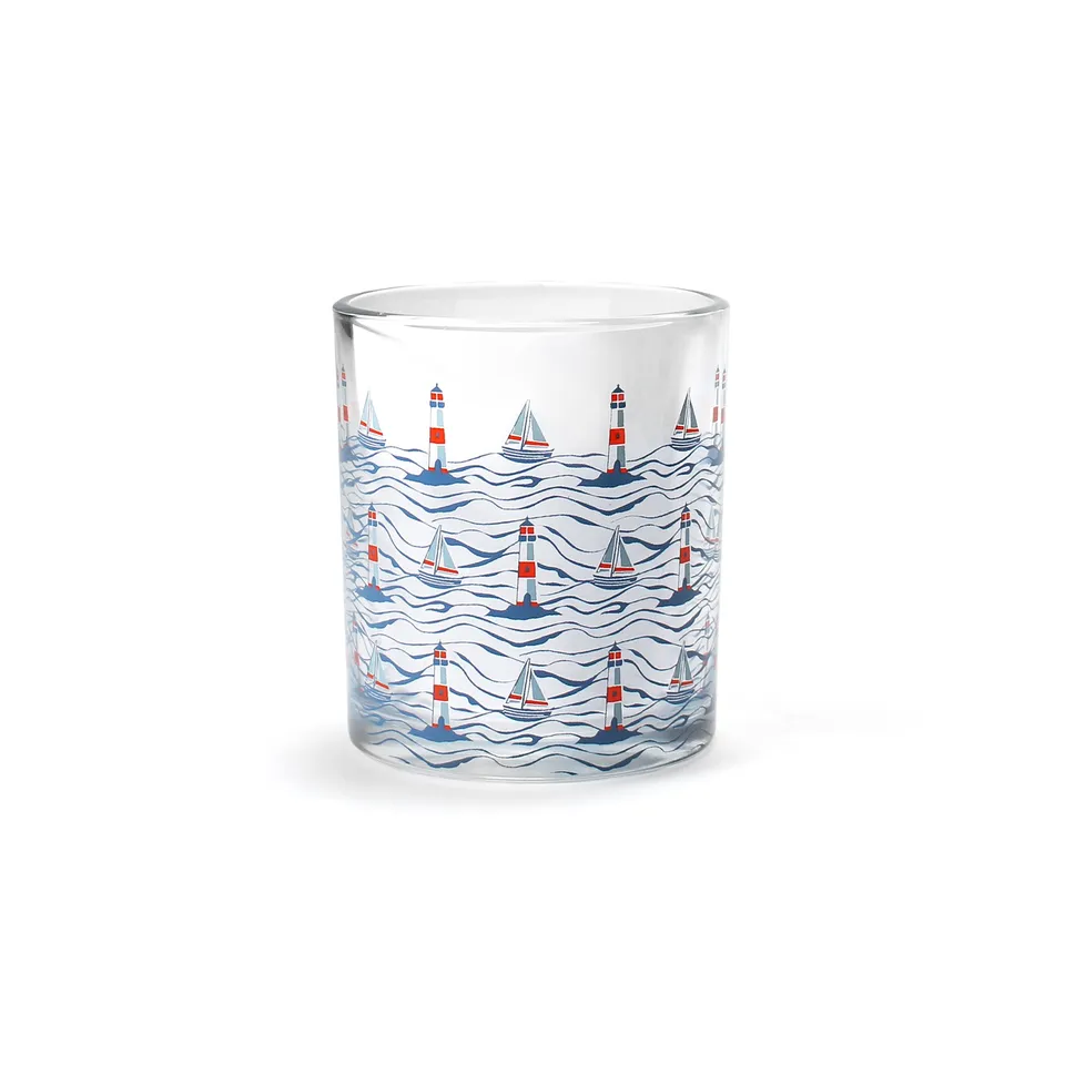 Coastal Repeat verre 30 cl motif marin bleu