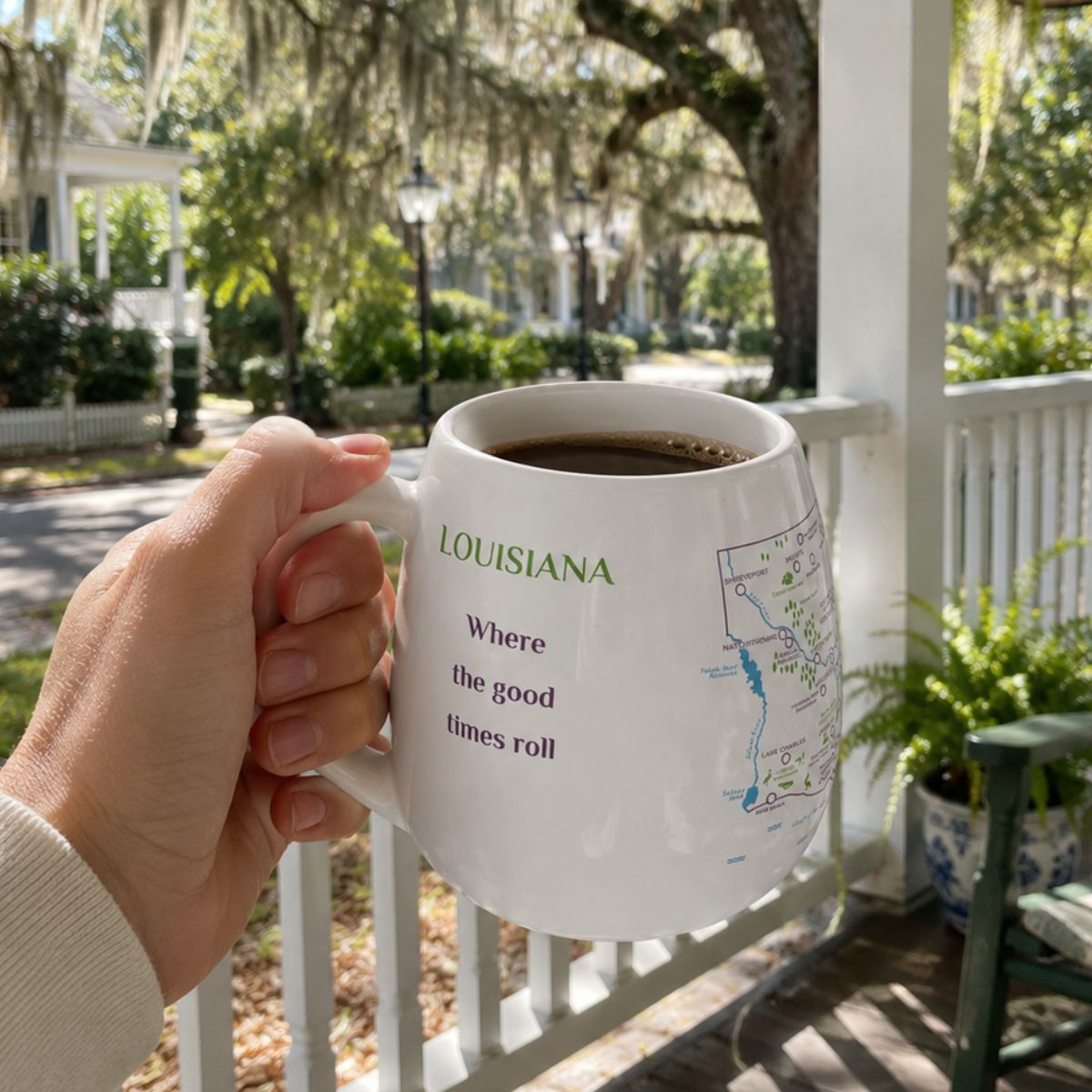 Trouvaille Global Louisiana Map mug voyage à colorier