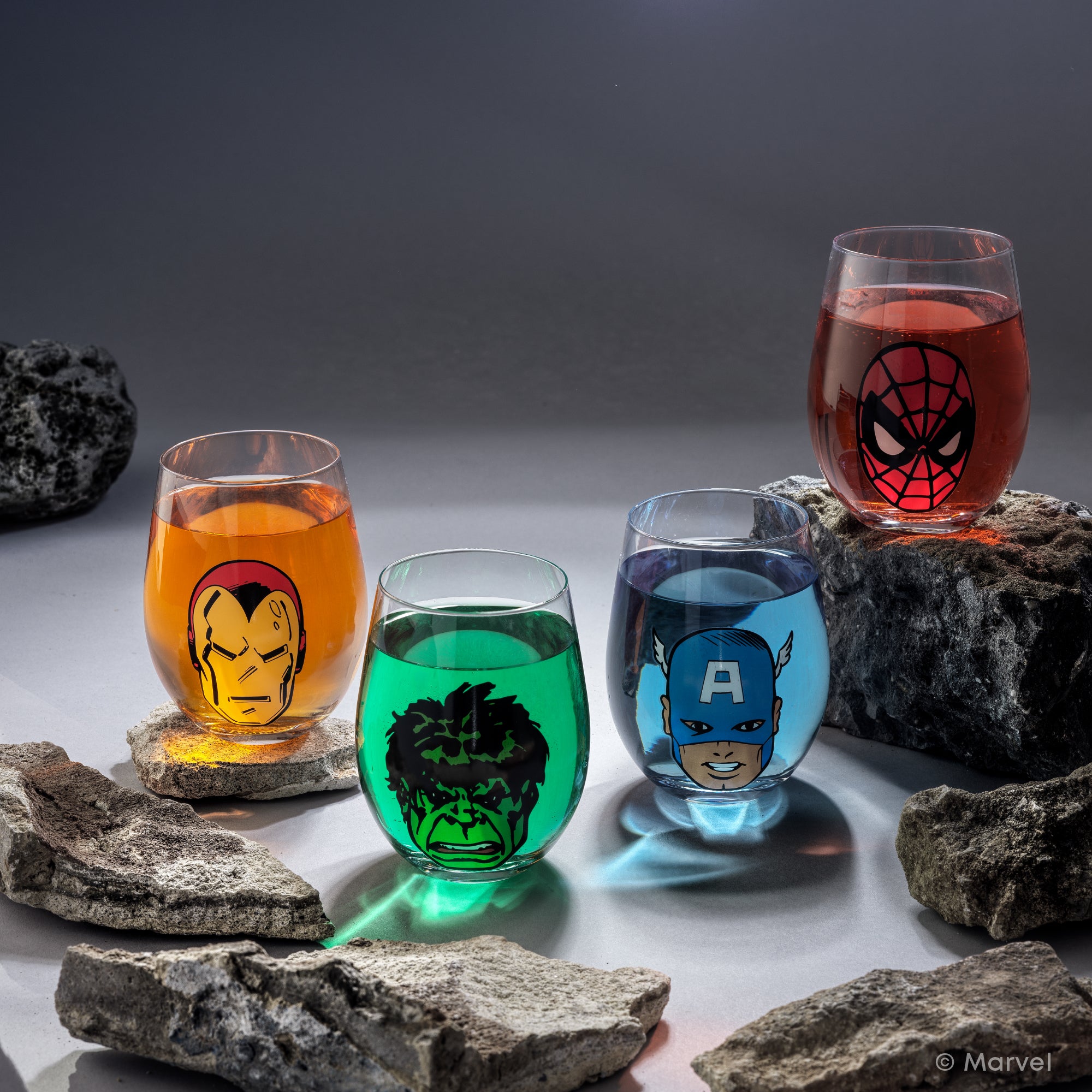 JoyJolt Marvel Heroes verres sans pied lot 4 56 cl