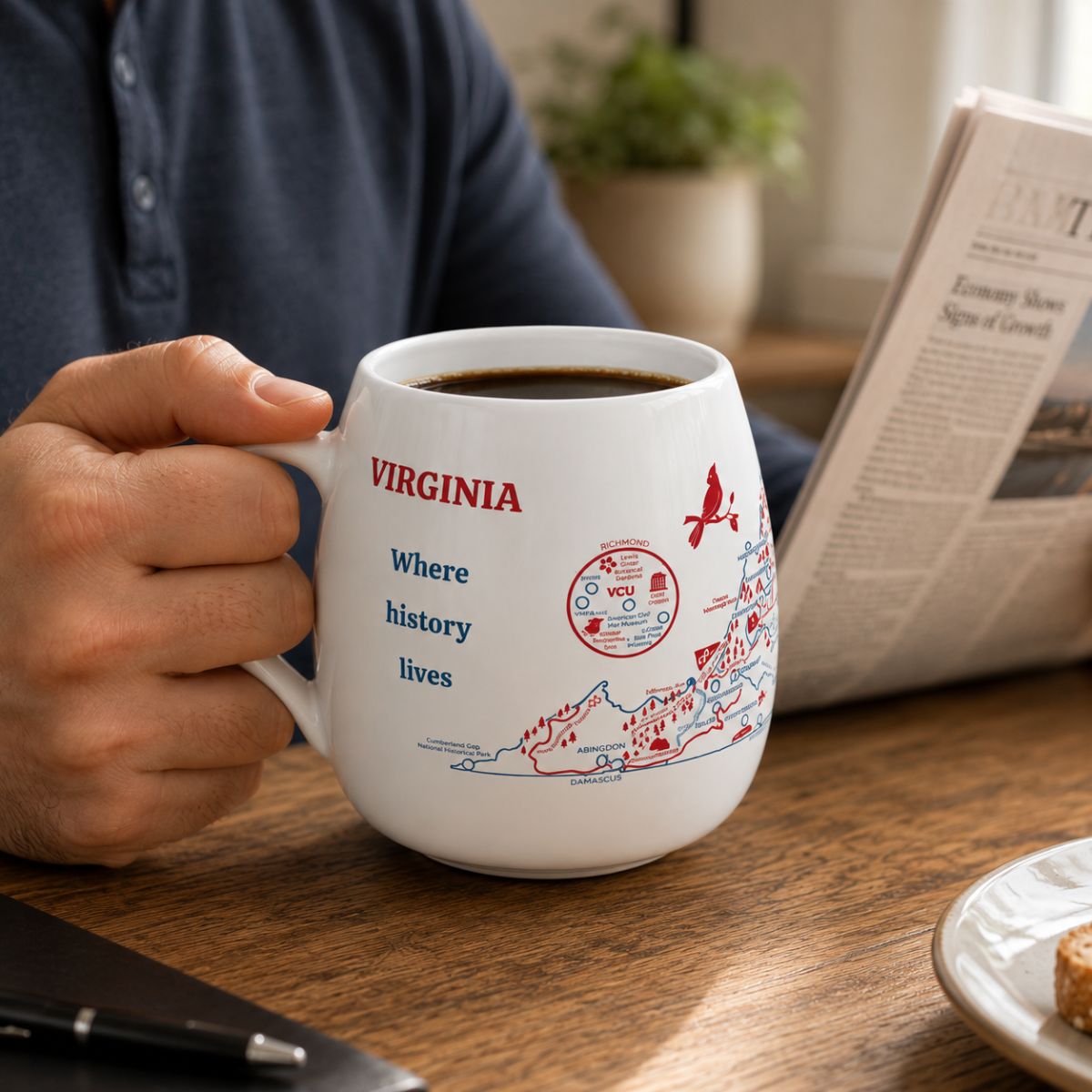 Trouvaille Global Virginia Map mug voyage à colorier