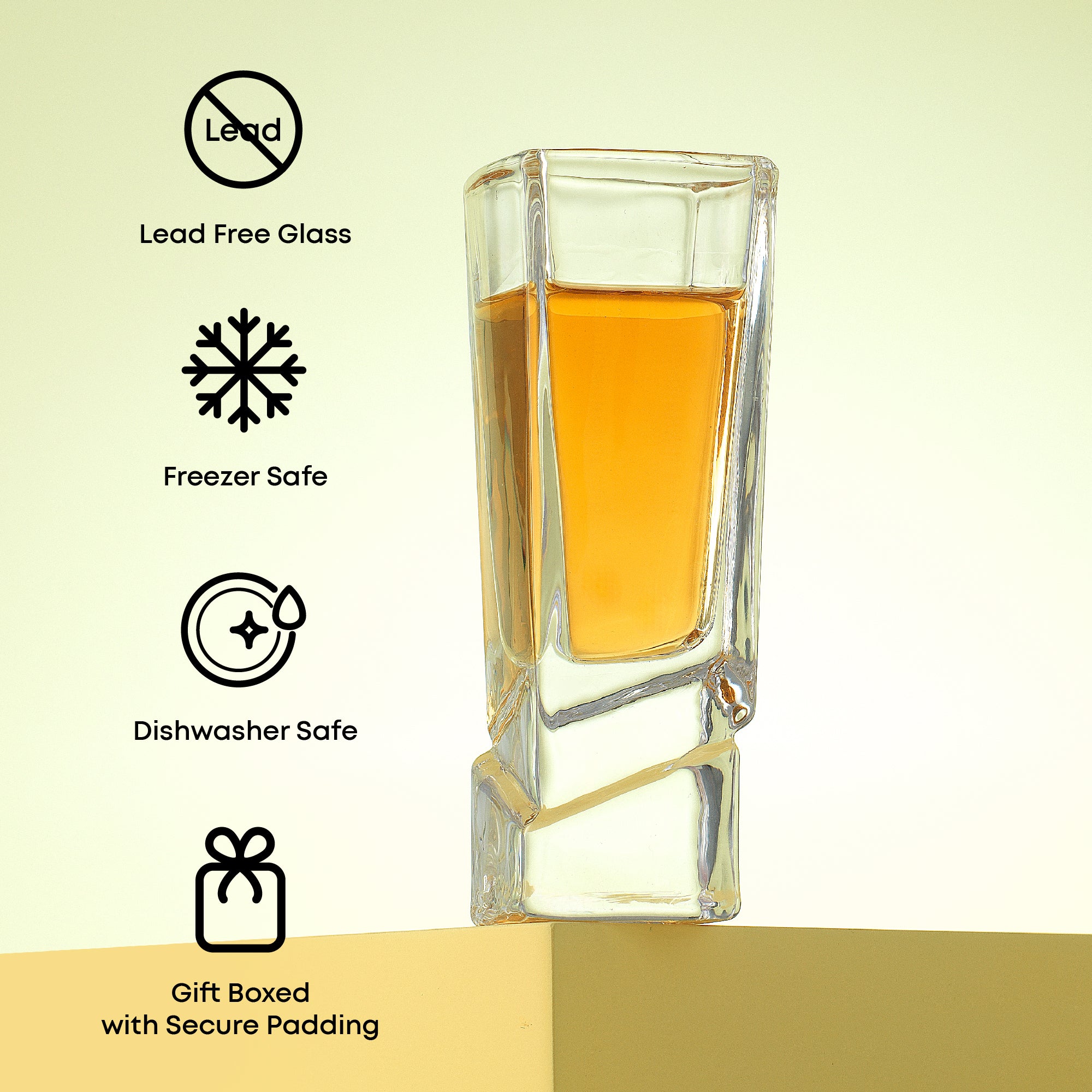 JoyJolt Carre verres à shot lot de 4 carré 4,4 cl