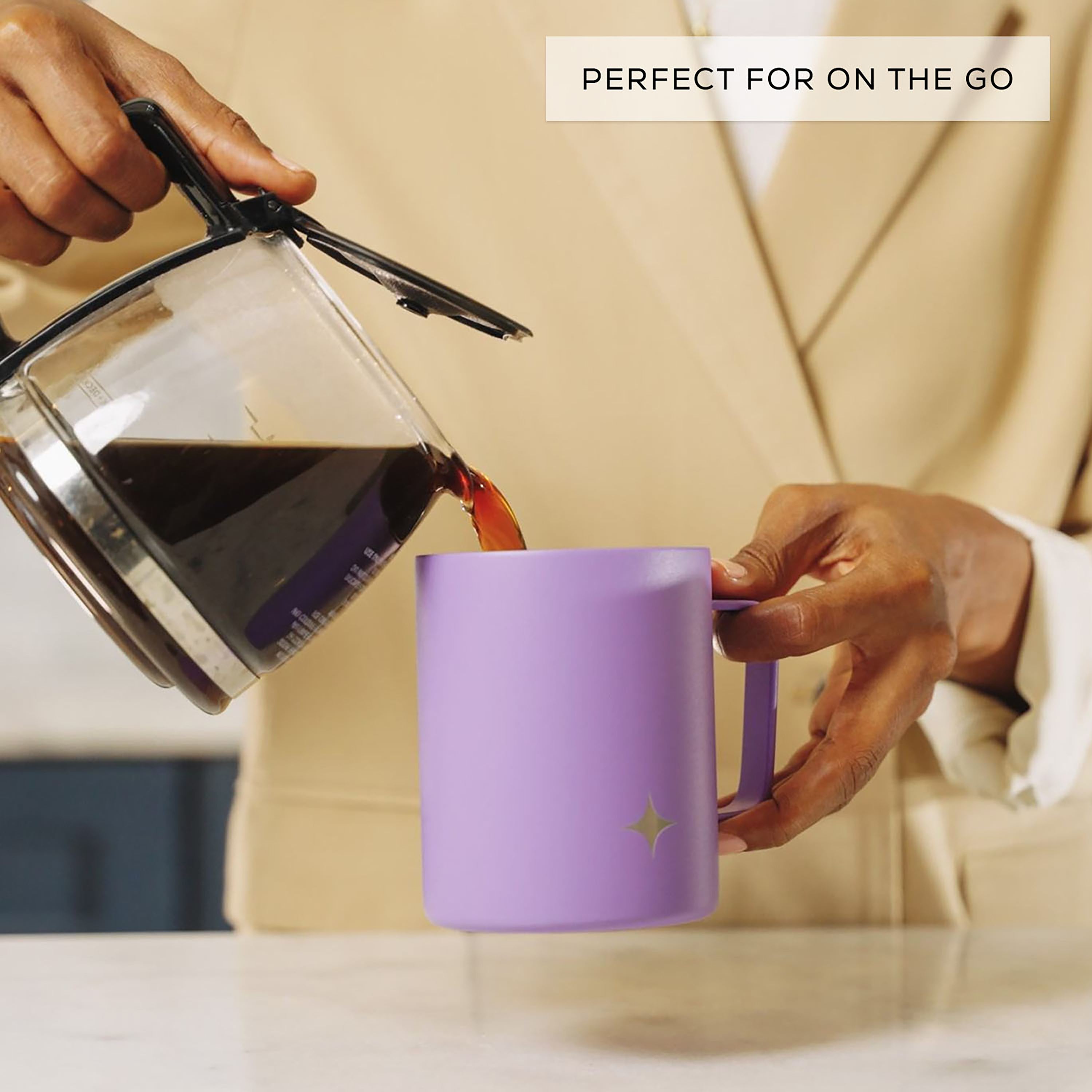 JoyJolt mug isotherme inox 38 cl poignée couvercle voyage