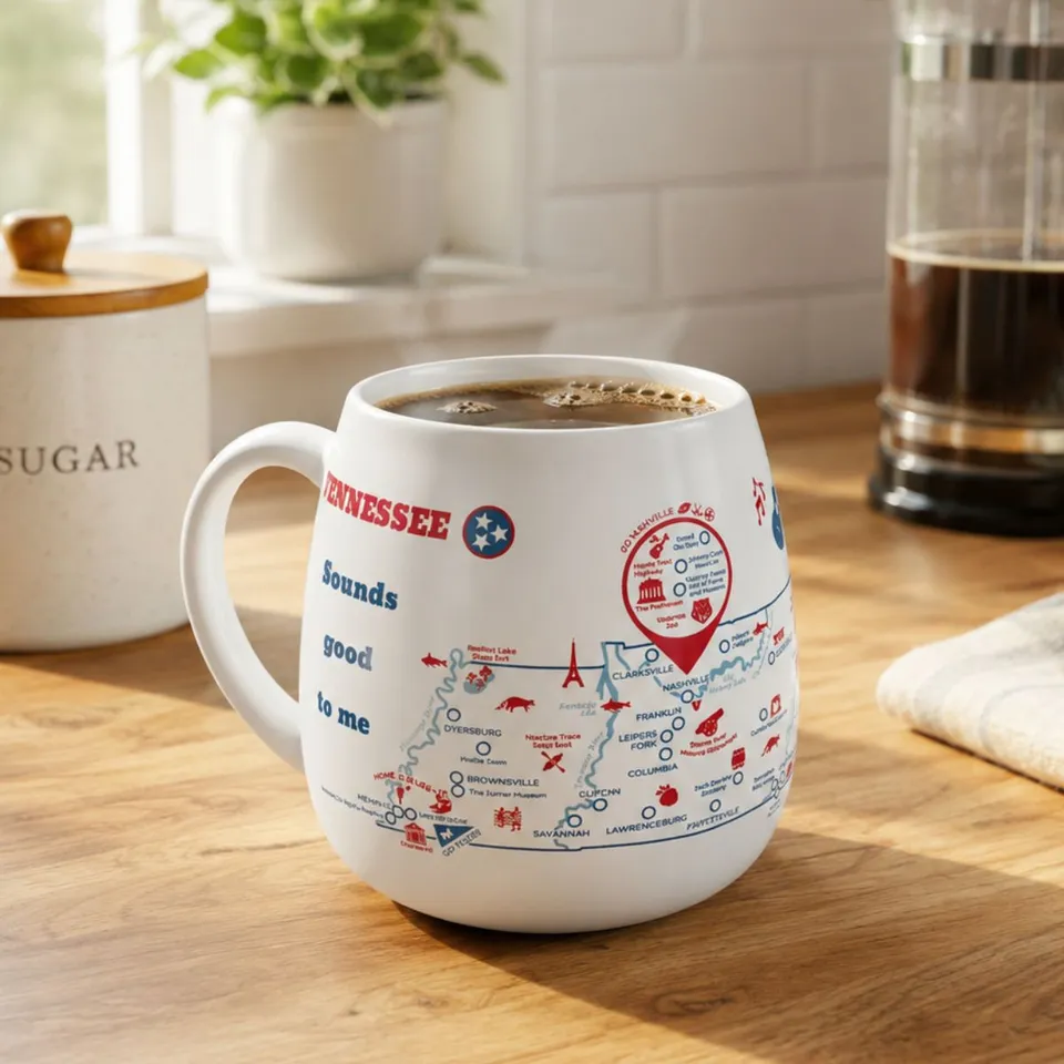 Trouvaille Global Tennessee Map mug voyage à colorier