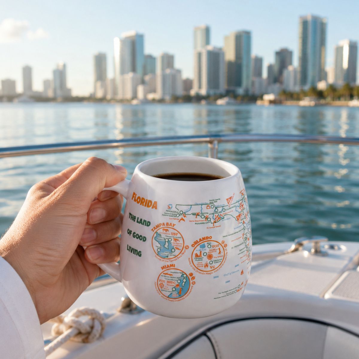 Trouvaille Global Florida Map mug voyage à colorier