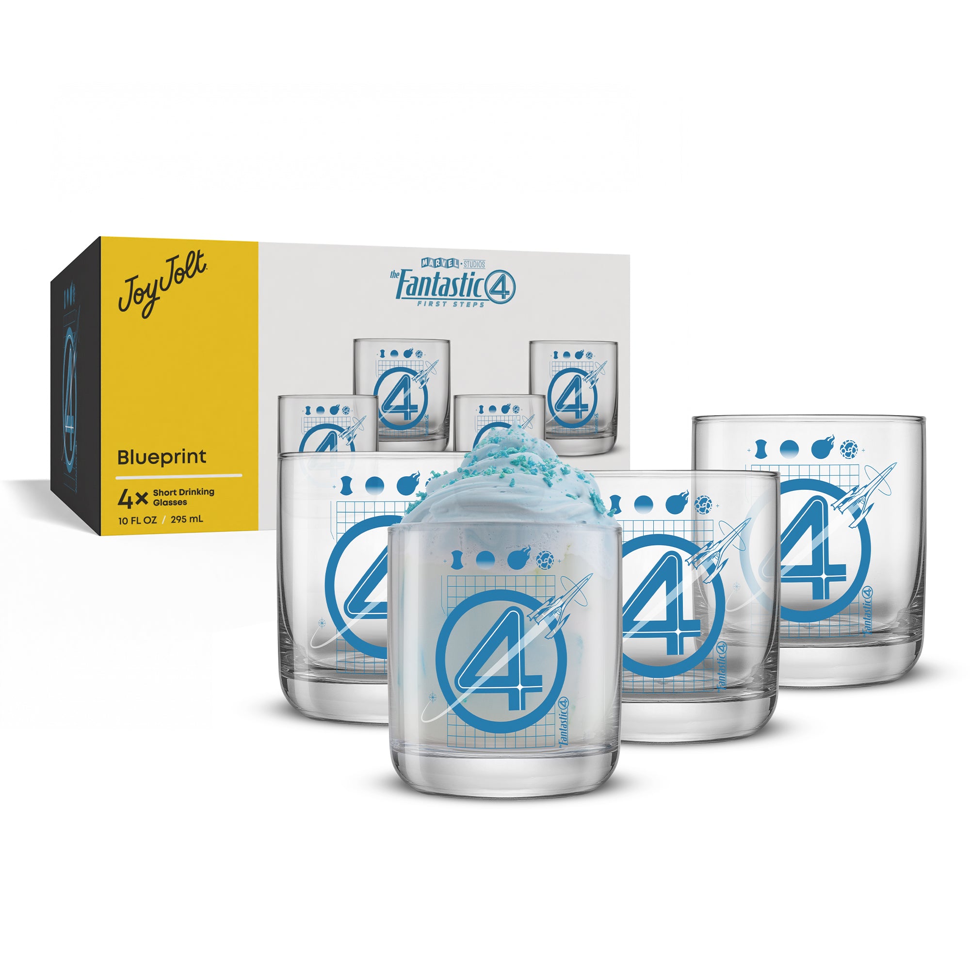 JoyJolt Fantastic Four Blueprint verre whisky 30cl lot 4