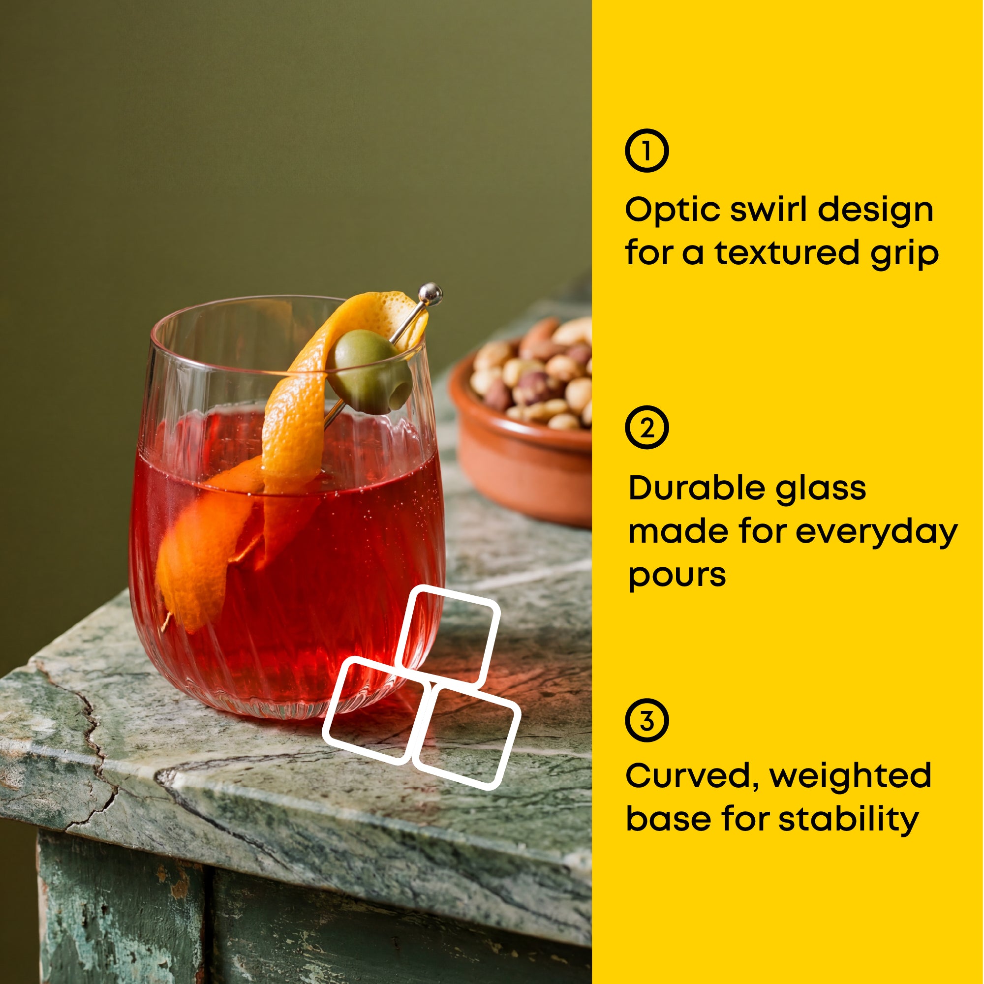 JoyJolt Flow Optic Swirl verres courts 38 cl lot de 4