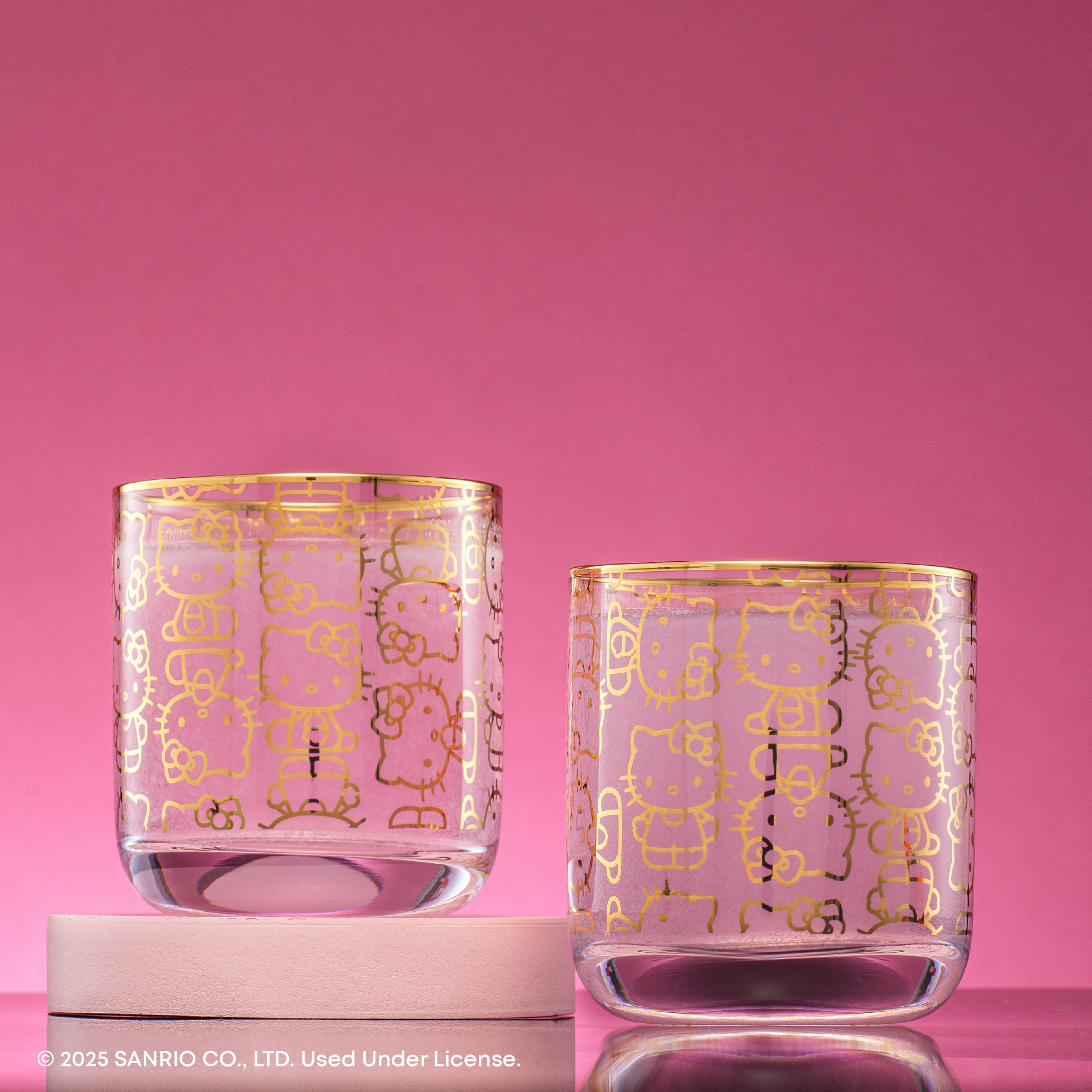 JoyJolt Hello Kitty Charmed verres courts 30 cl lot 2 doré
