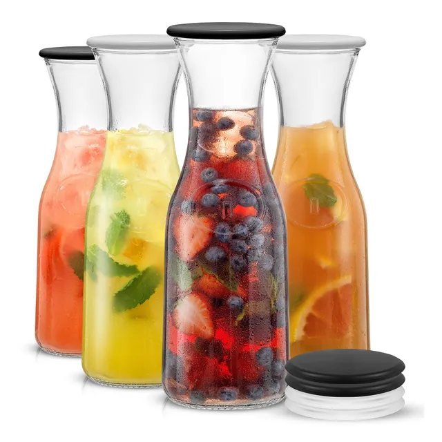 JoyJolt Hali carafe pichet verre 106 cl lot de 4 couvercles