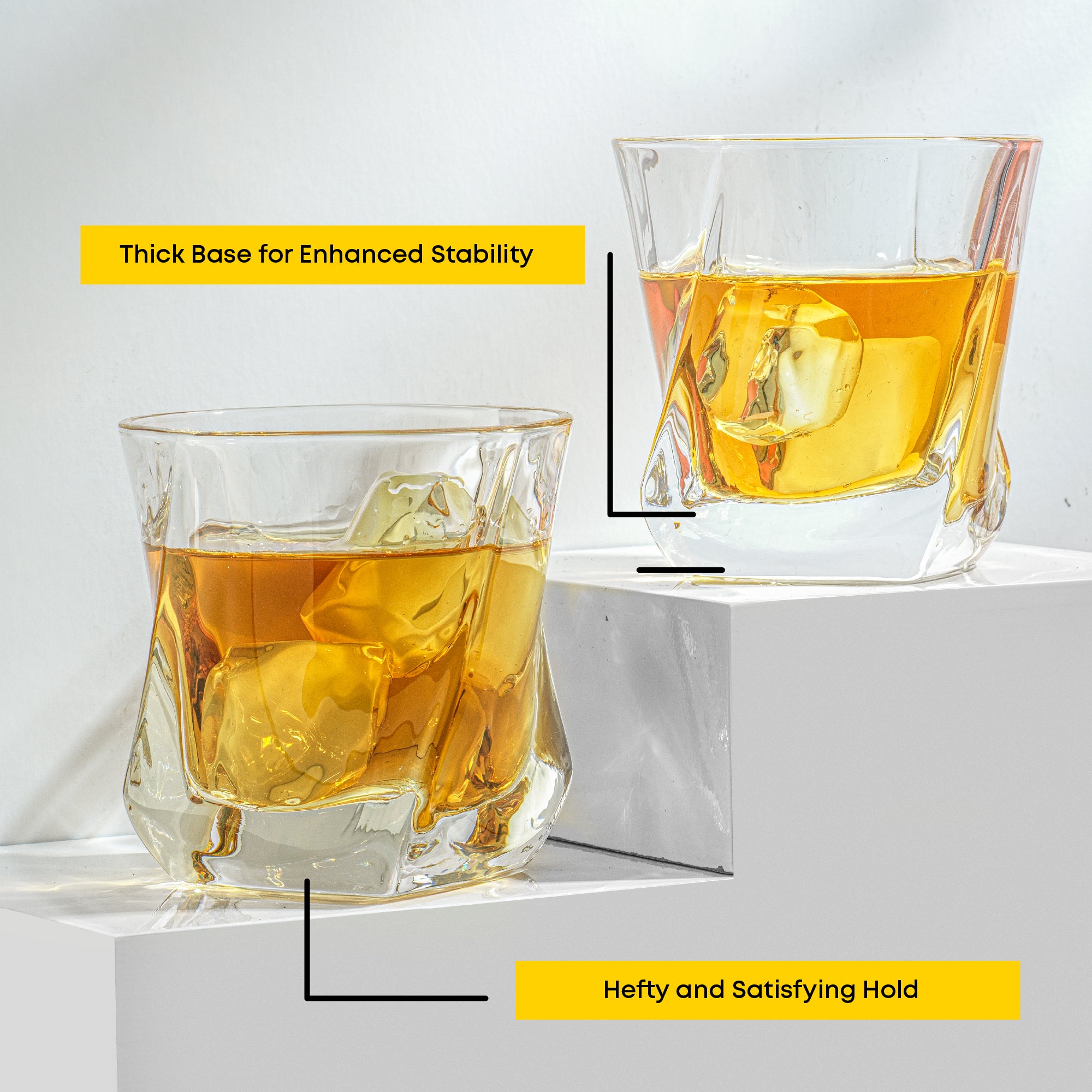 JoyJolt Aurora verres à whisky lot de 2 22 cl torsadé