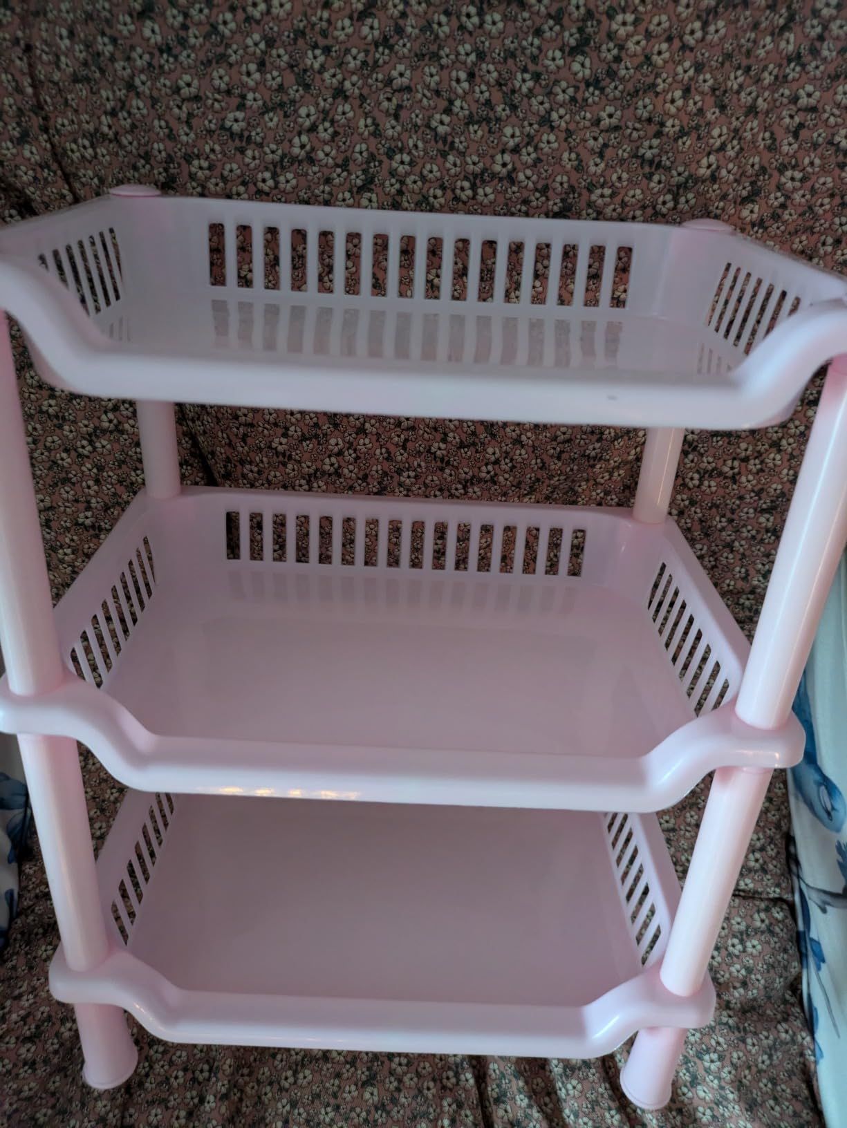 Alipis étagère rangement plastique rose 3 niveaux