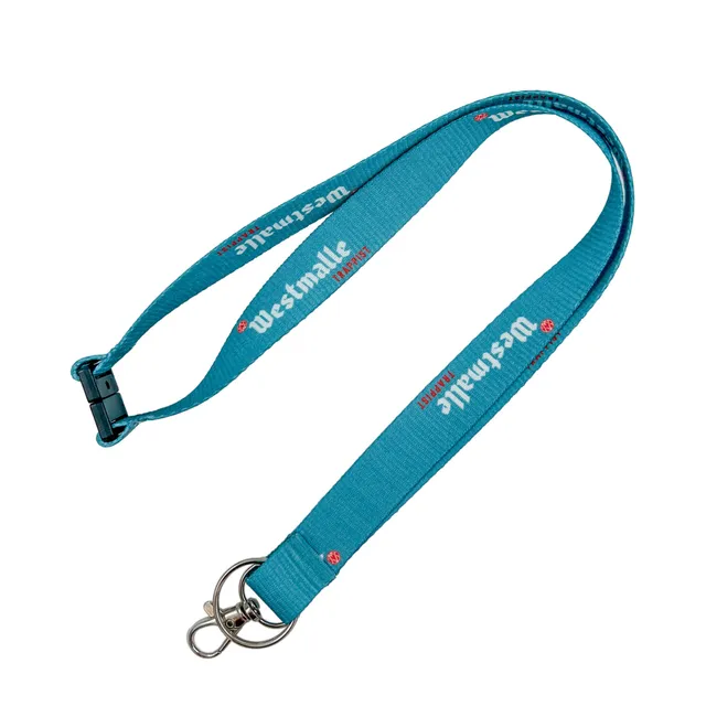 Westmalle lanyard tour de cou satin bleu 90 cm