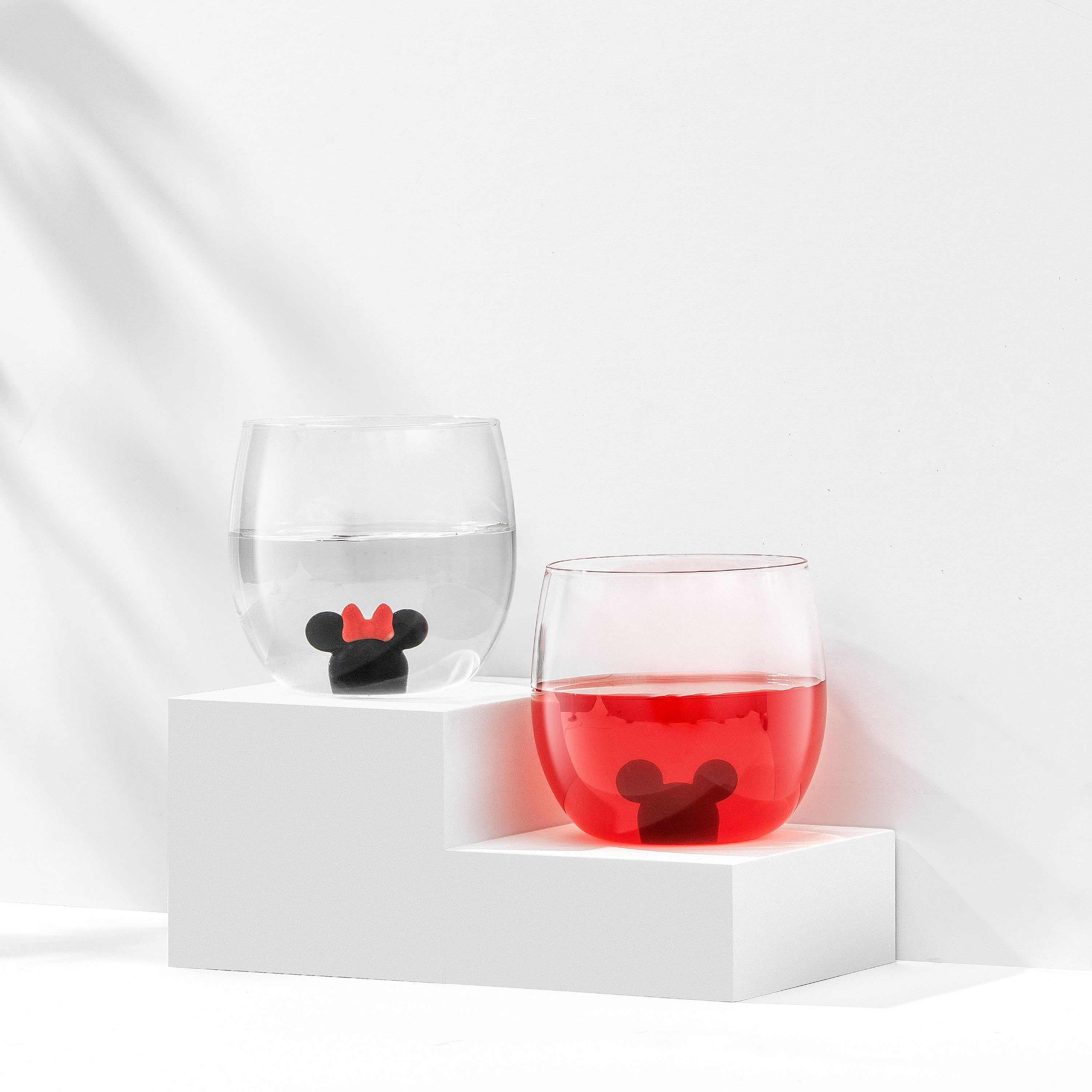 JoyJolt Mickey Minnie verres lot de 2 39 cl 3D blanc