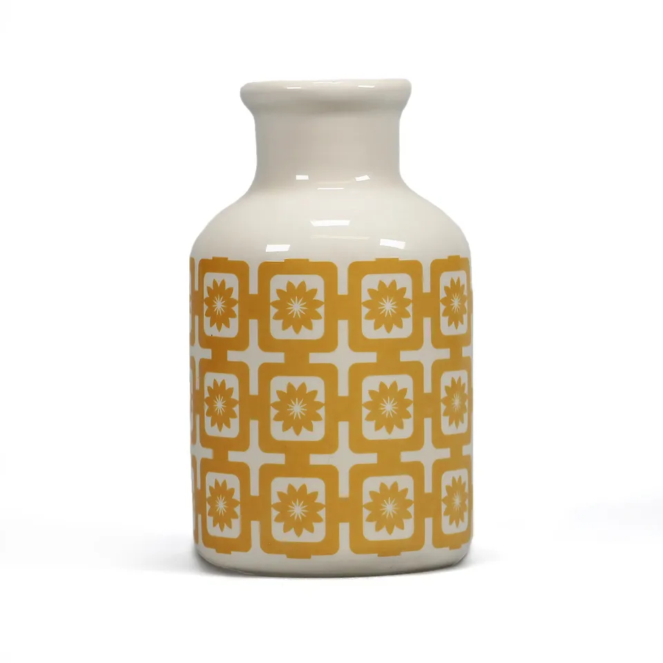 HMB Tiles vase céramique jaune grès 14 cm